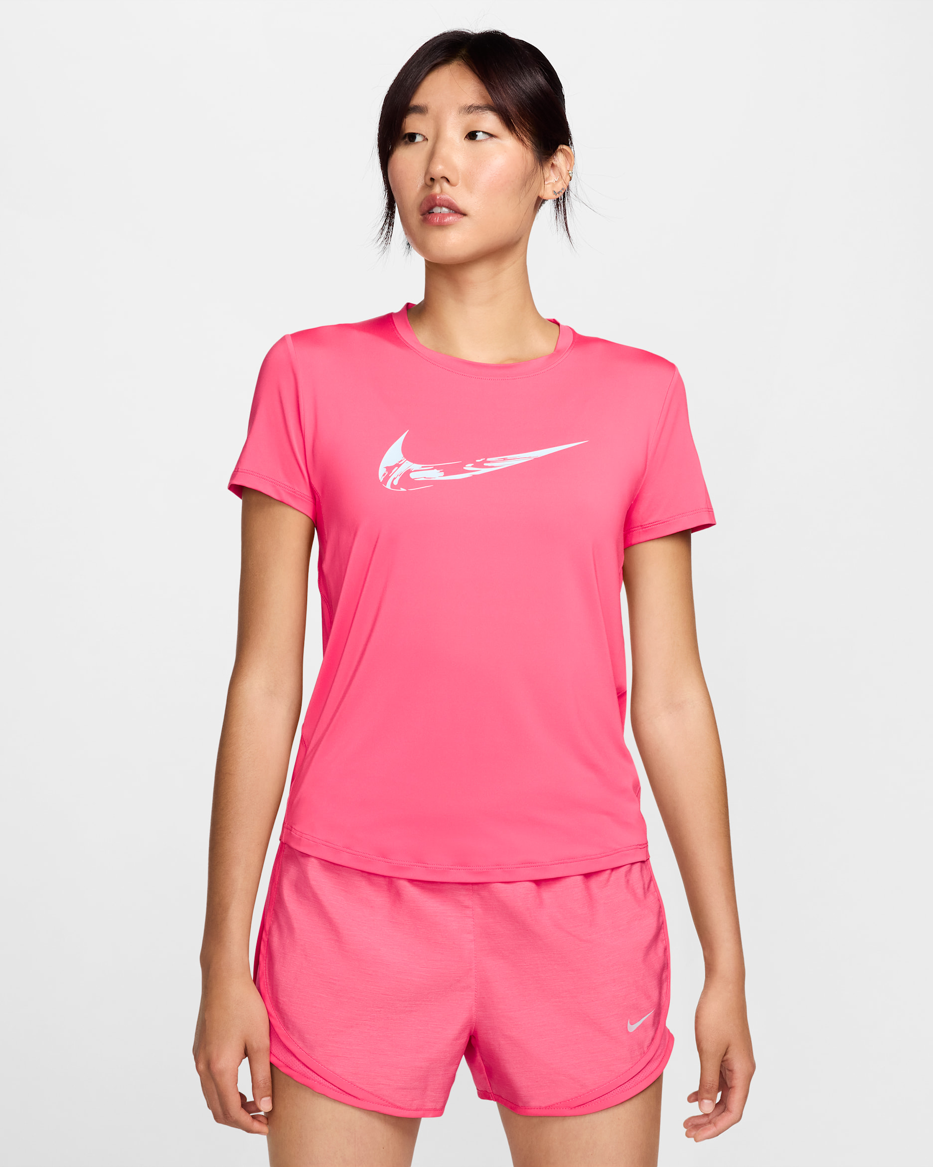 Nike One Women's Dri-FIT Short-Sleeve Graphic Running Top - Aster Pink/Glacier Blue