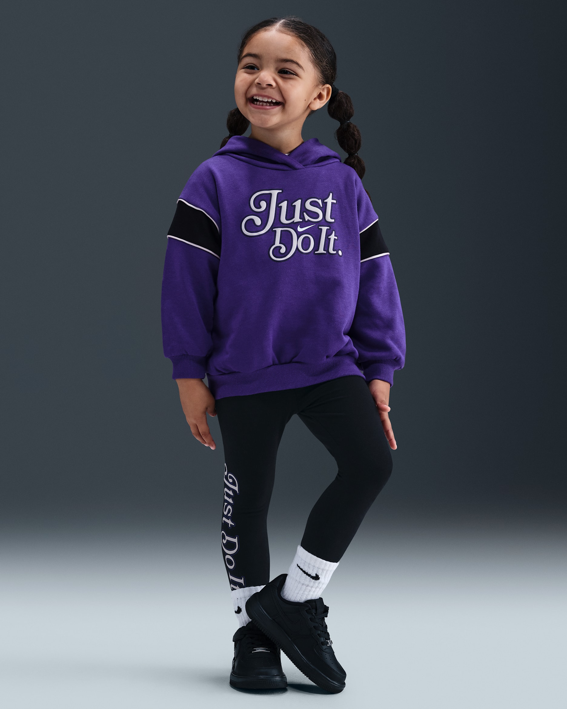 Conjunto de leggings y sudadera con gorro sin cierre infantil Nike Varsity Prep - Negro