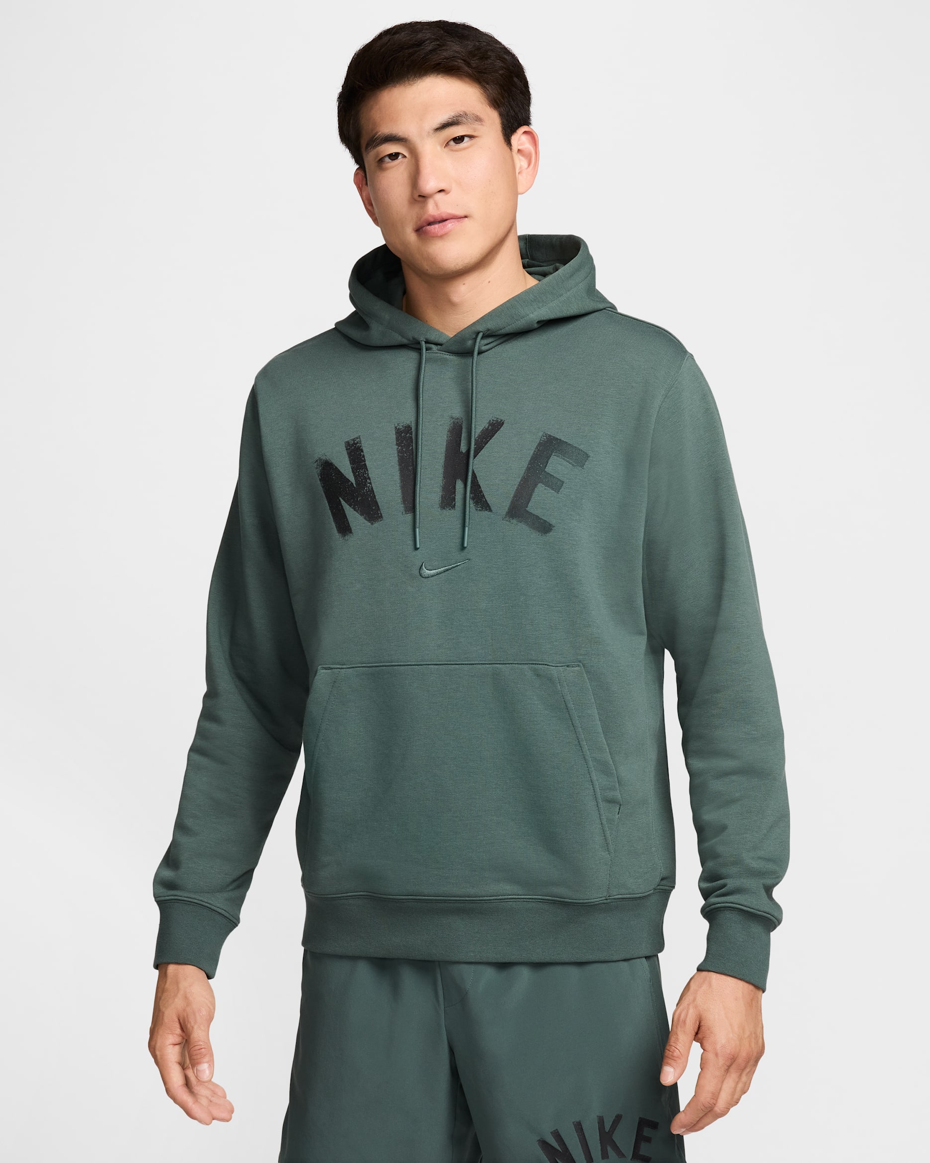 Sudadera con gorro sin cierre de fitness Dri-FIT de French Terry para hombre Nike Swoosh - Verde vintage/Verde vintage/Jaspeado/Negro