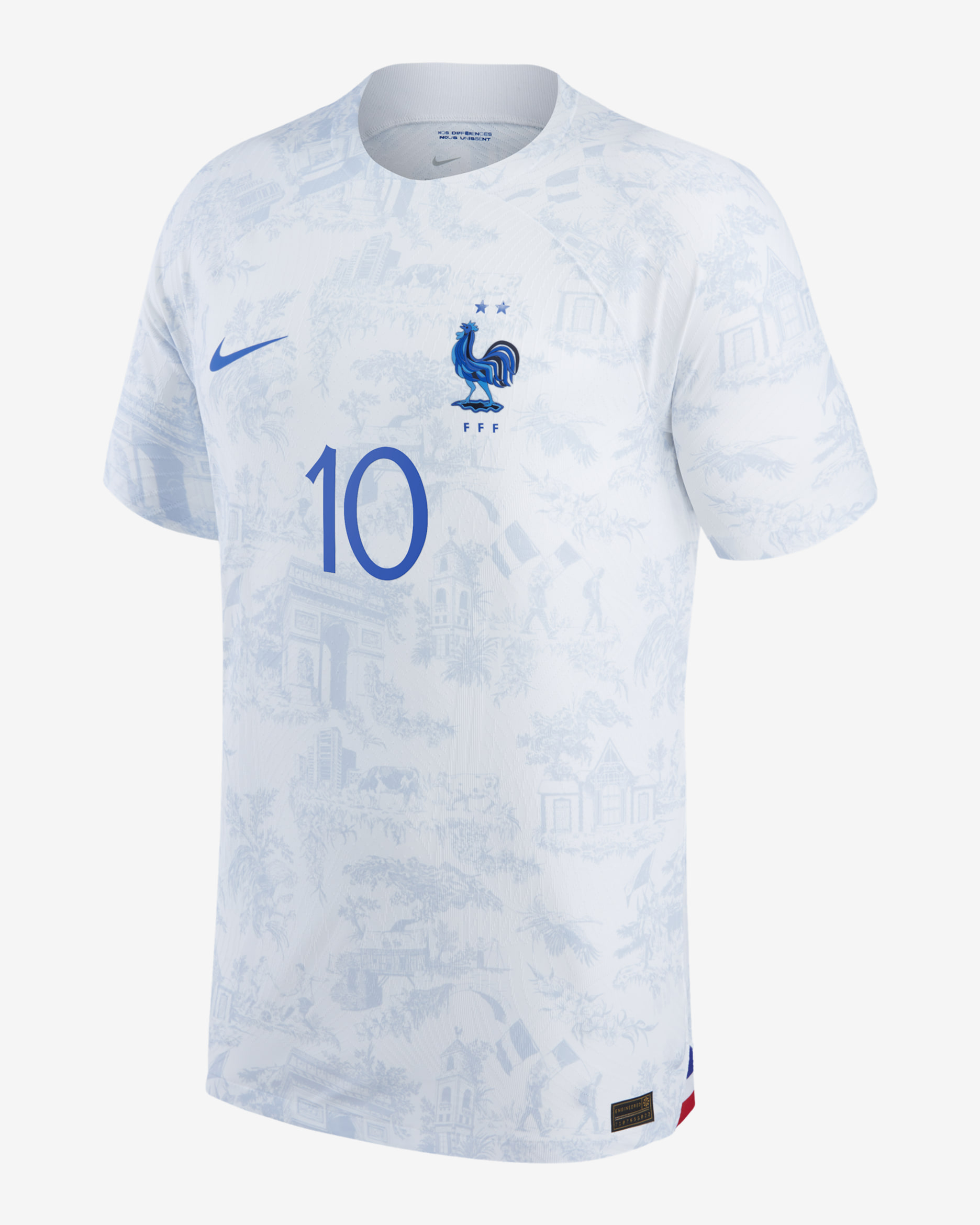 France National Team 2022/23 Vapor Match Away (Kylian Mbappe) Men's Nike Dri-FIT ADV Soccer Jersey - White