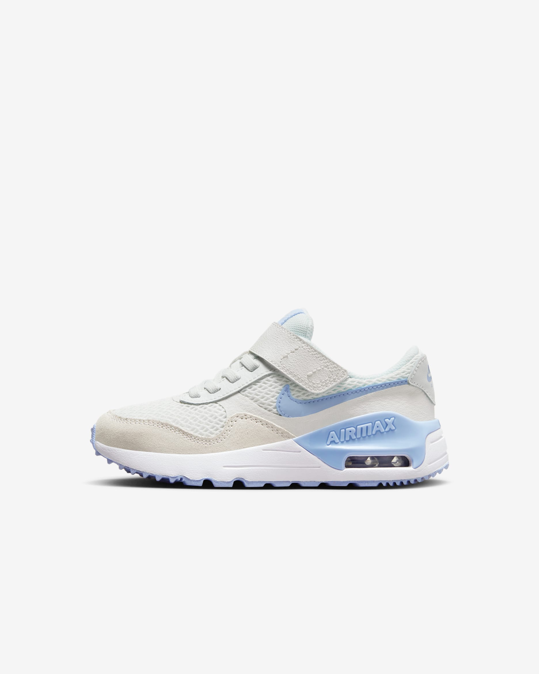 Tenis para niños de preescolar Nike Air Max SYSTM - Blanco cumbre/Blanco/Platino puro/Cobalto felicidad