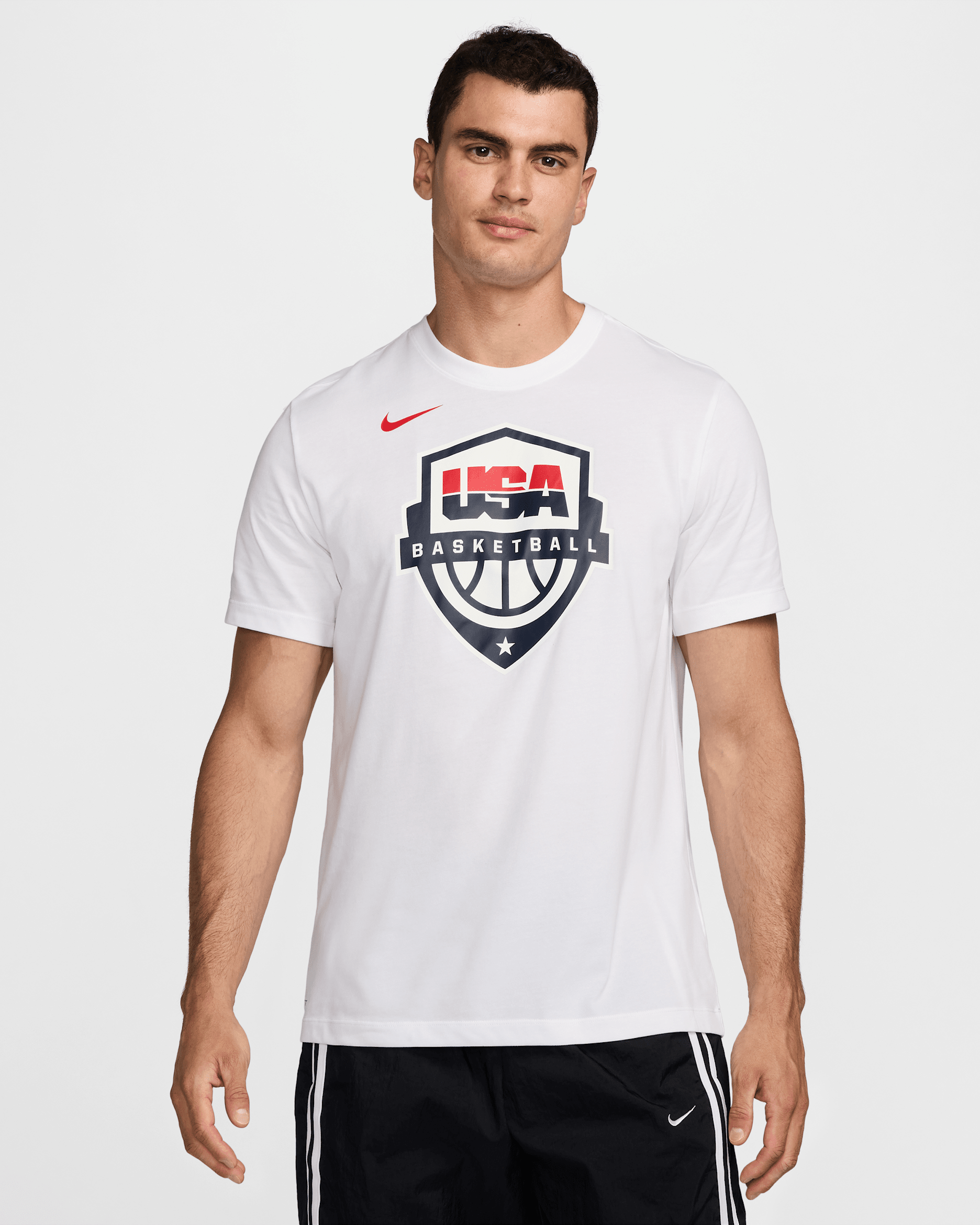 Pánské basketbalové tričko USAB Nike Dri-FIT - Bílá/Bílá/Sport Red