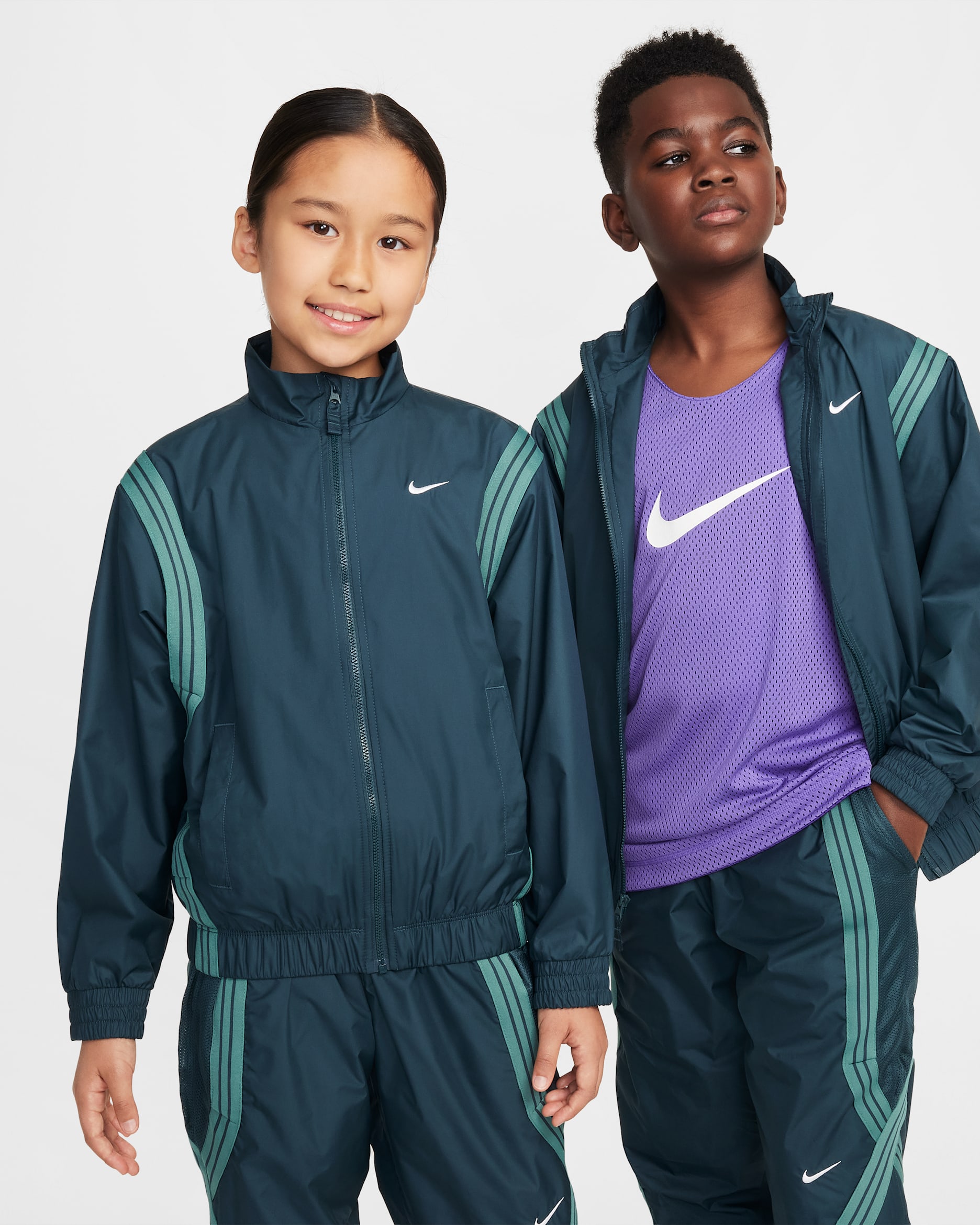 나이키 크로스오버 주니어 리펠 농구 재킷 - 딥 정글/화이트