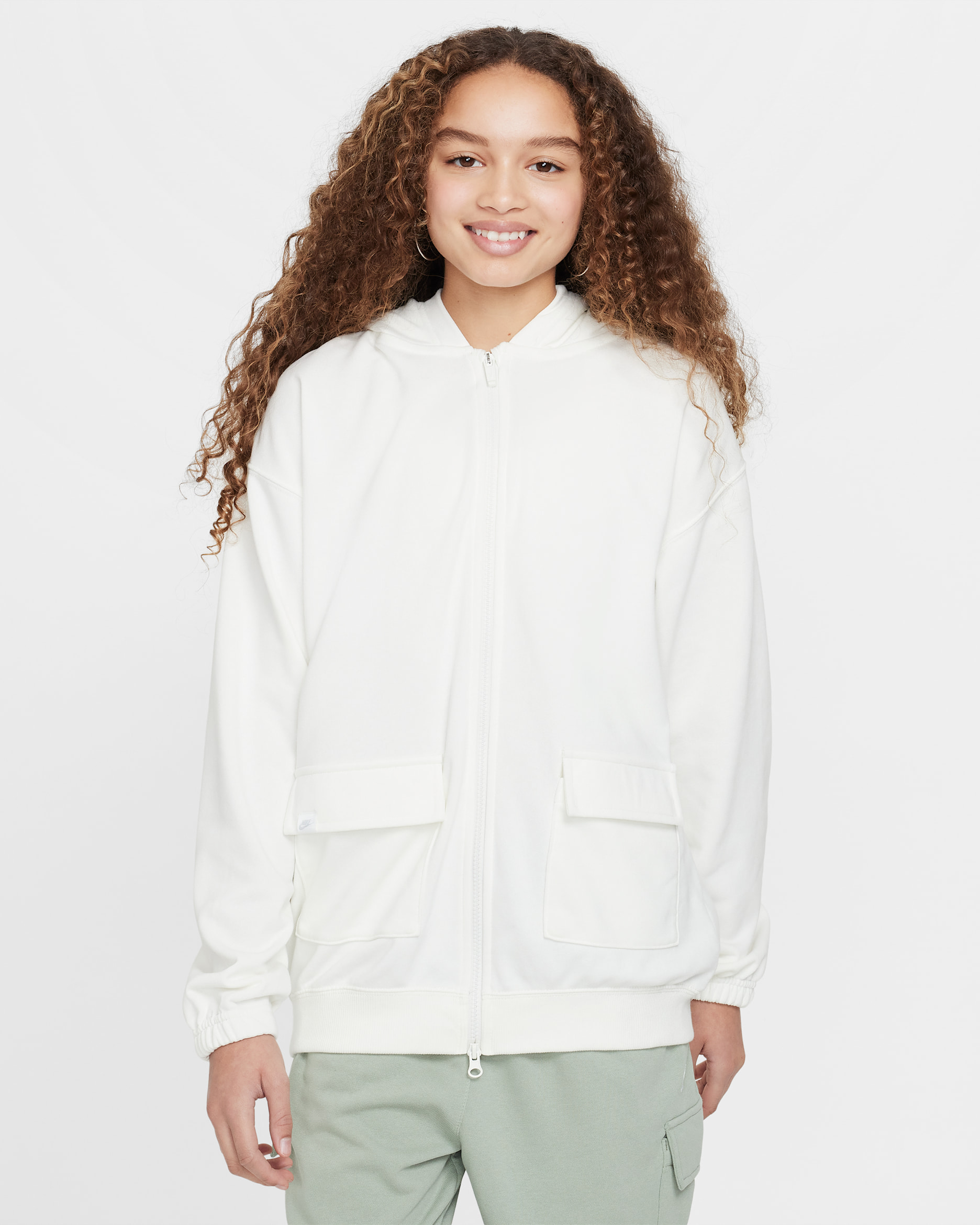 ナイキ スポーツウェア ガールズ Dri-FIT オーバーサイズド フリース パーカー - セイル