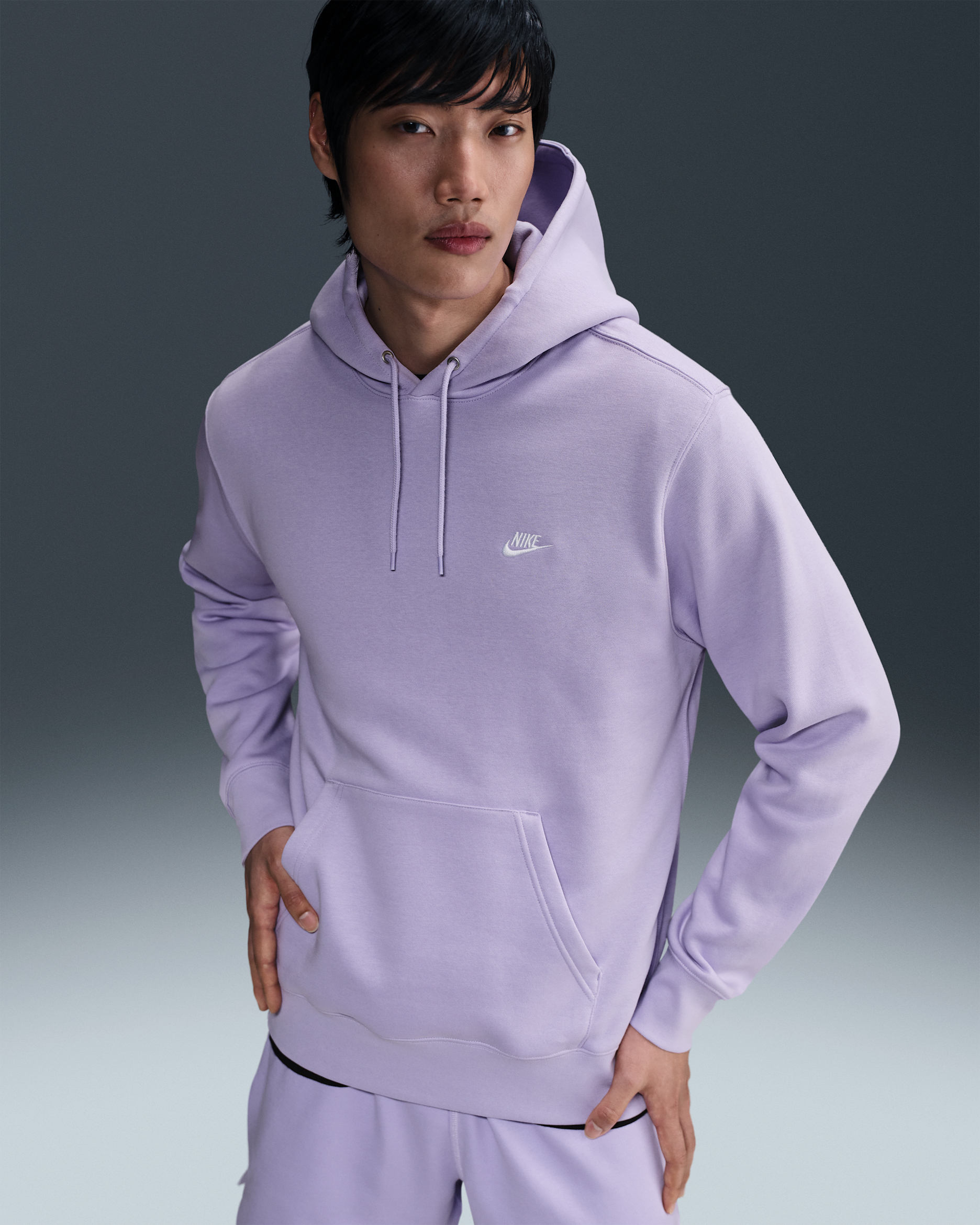 Sweat à capuche en Fleece Nike Club pour homme - Hydrangeas/Hydrangeas/Blanc