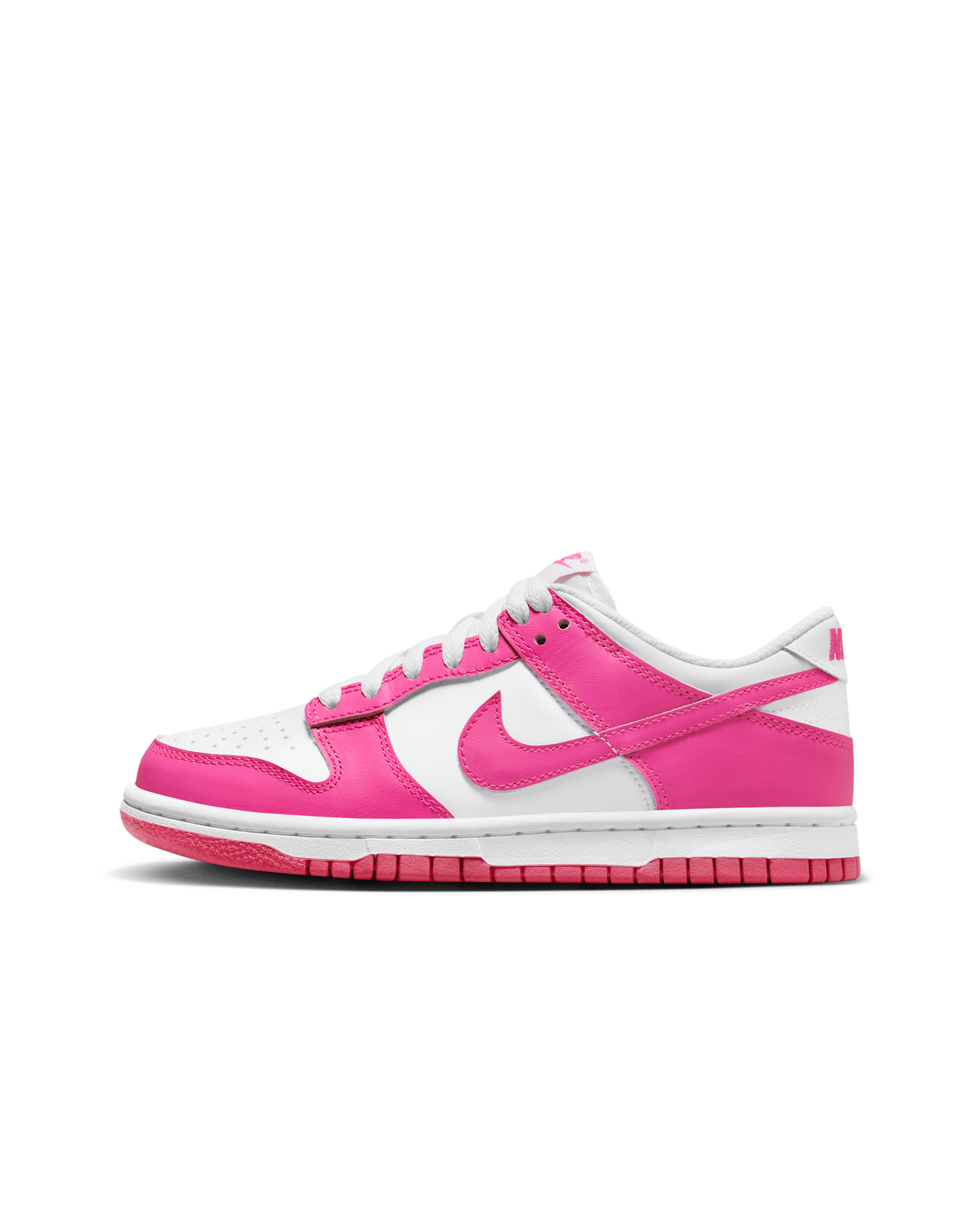 Nike Dunk Low Big Kids' Shoes - White/Pink/Laser Fuchsia