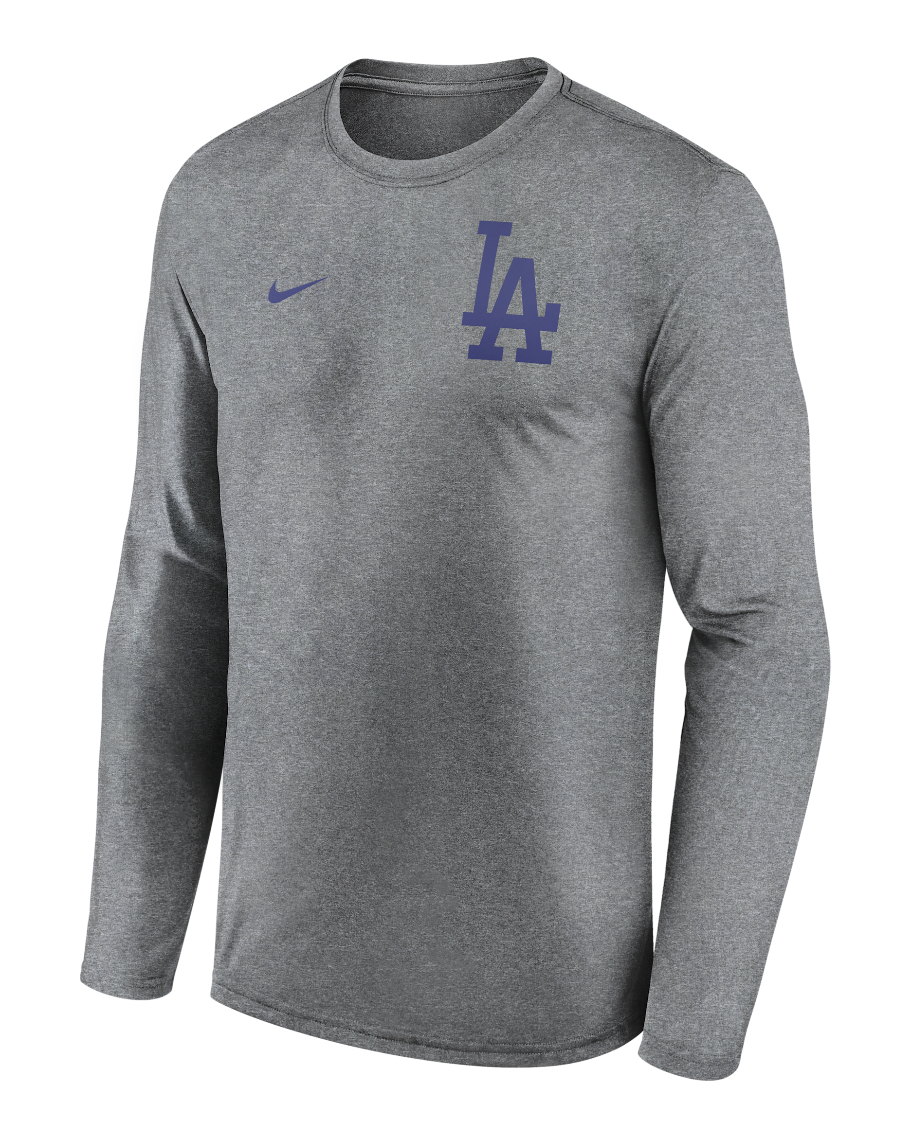 Playera de manga larga Nike Dri-FIT de la MLB para hombre Los Angeles Dodgers 2-Hit Legend - Carbón jaspeado