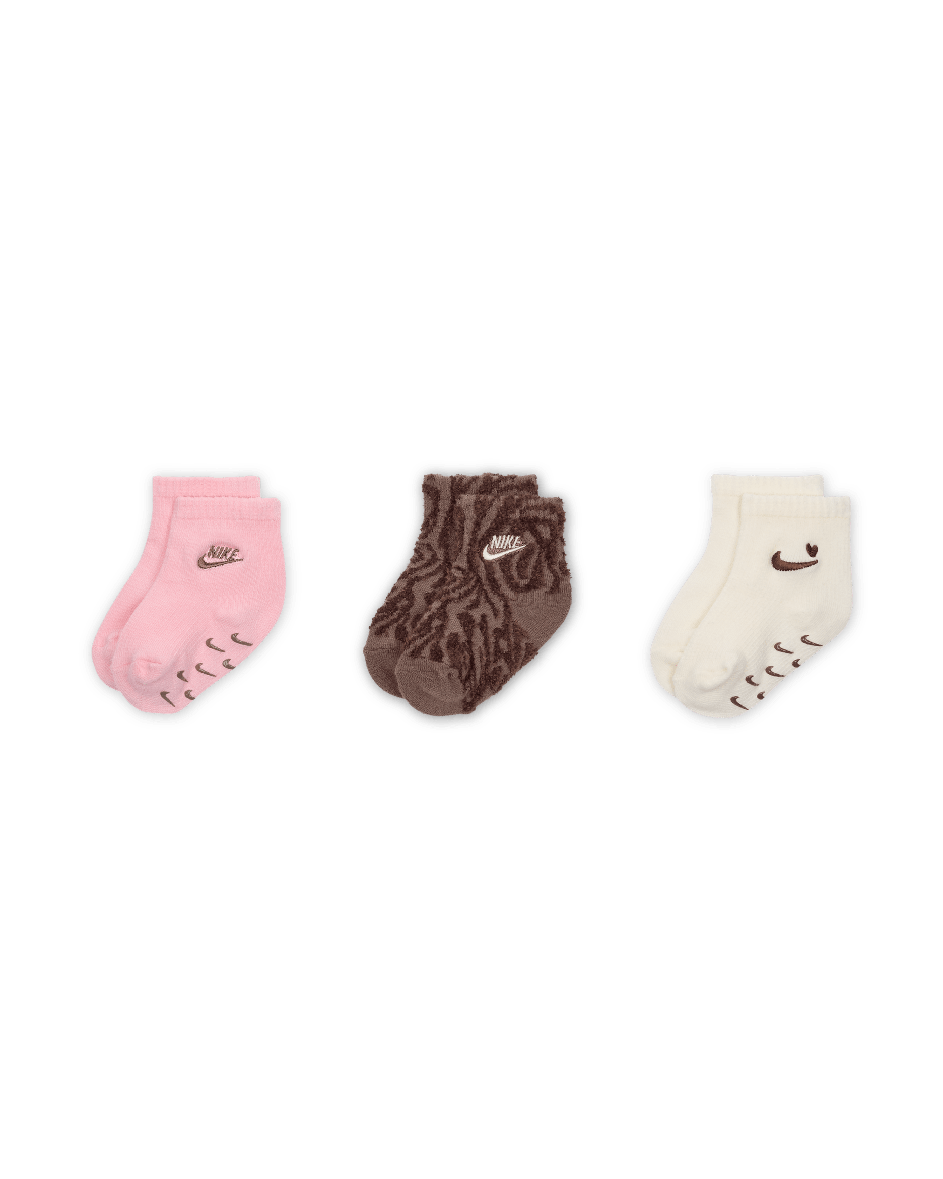 Calcetines de tela de canalé adherentes para bebé e infantil (3 pares) Nike Wild Warmth - Rosa suave medio