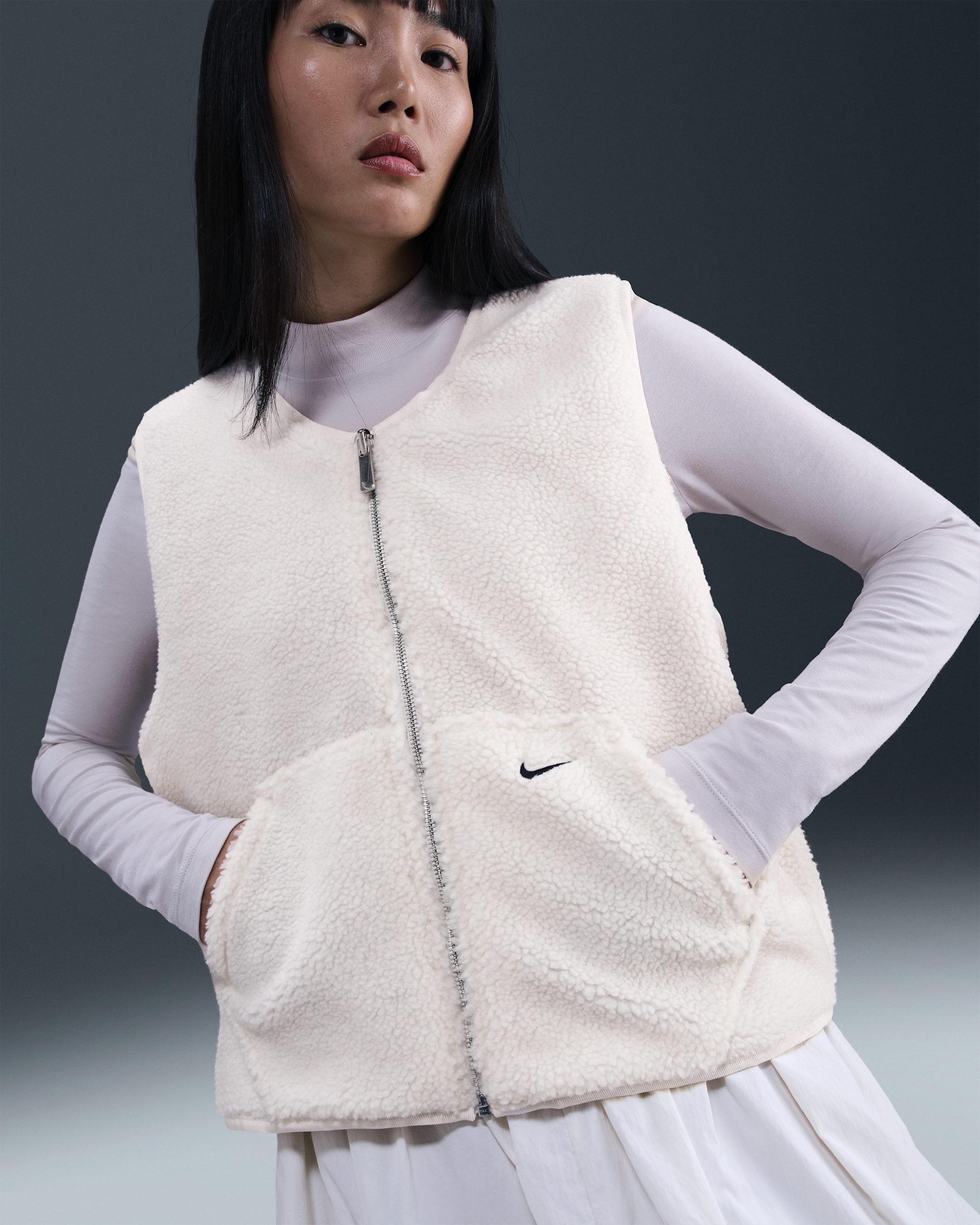 Nike Sportswear Women's High-Pile Fleece Vest - Silt Red/Sail