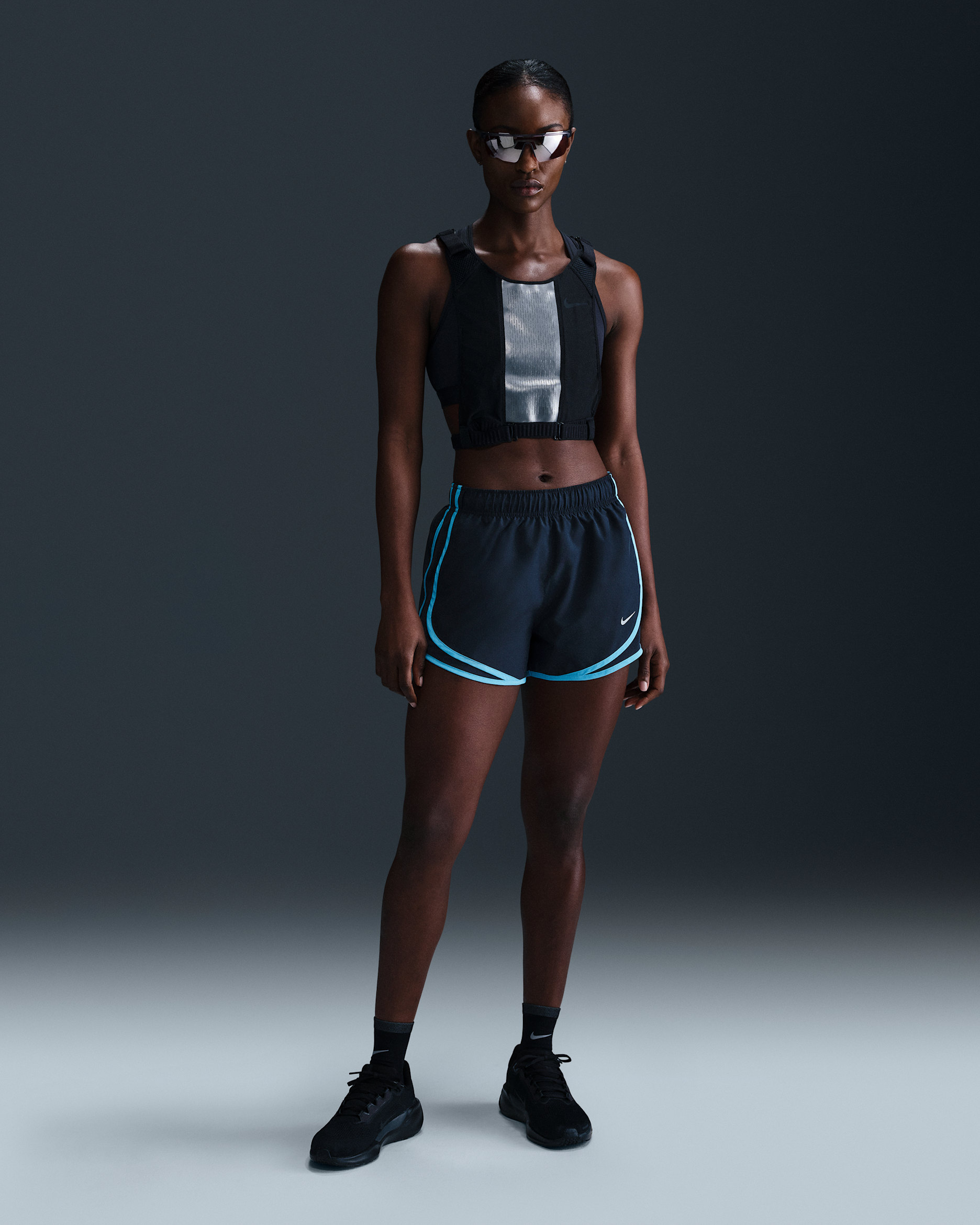 Nike Tempo Women's Dri-FIT Mid-Rise Brief-Lined Running Shorts - Armory Navy/Armory Navy/Baltic Blue