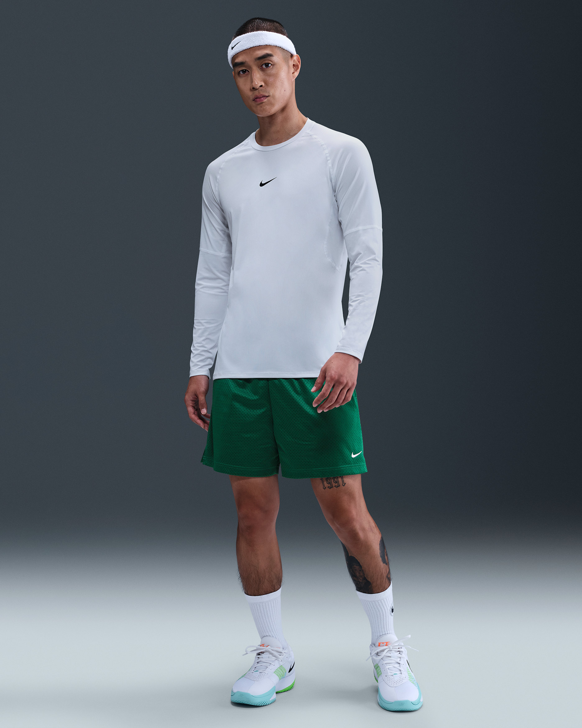 Nike 男款 Dri-FIT 5" 網布籃球褲 - Malachite/白色