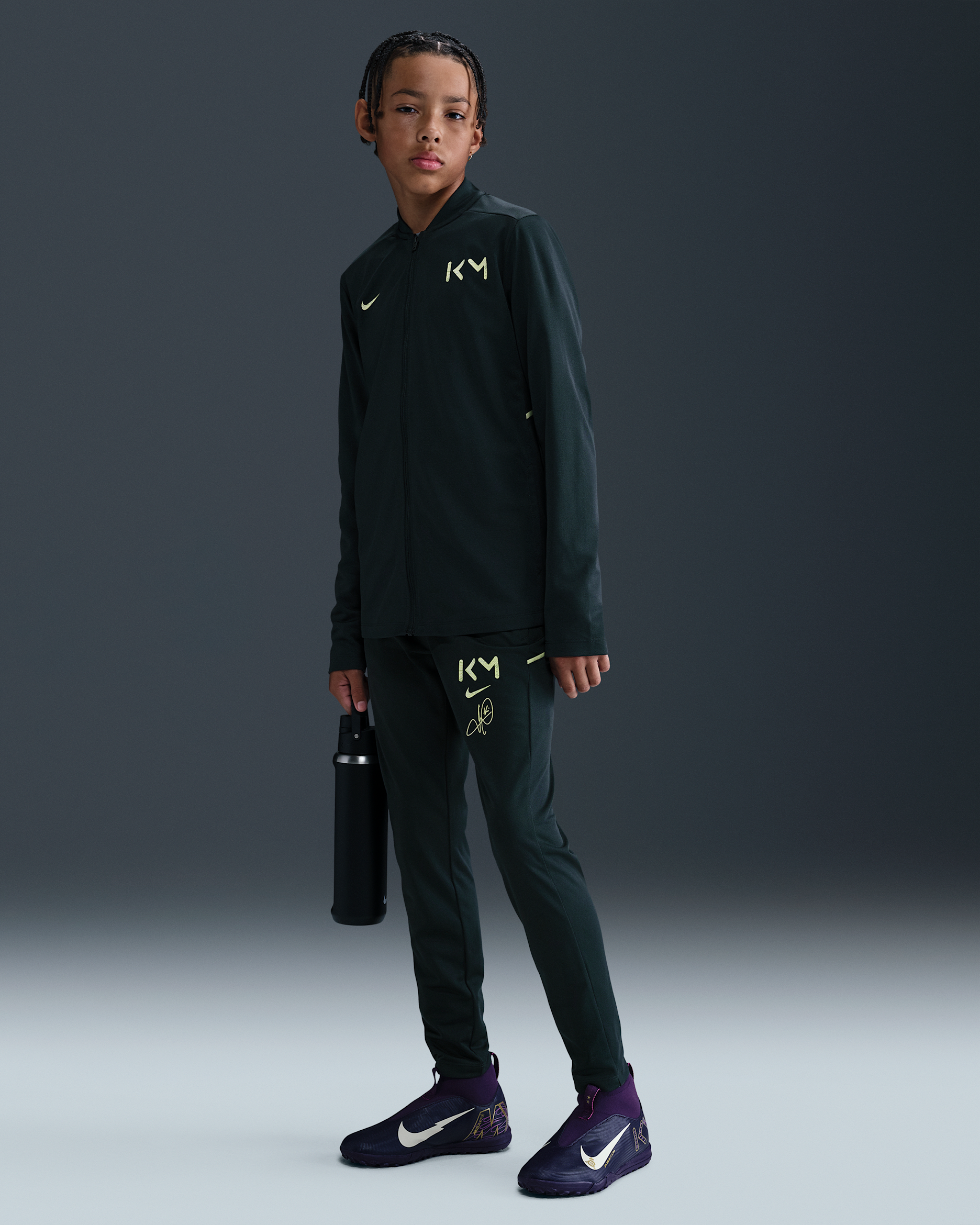 Kylian Mbappé Academy Older Kids' Nike Dri-FIT Football Tracksuit - Seaweed/Seaweed/Limelight/Vivid Green