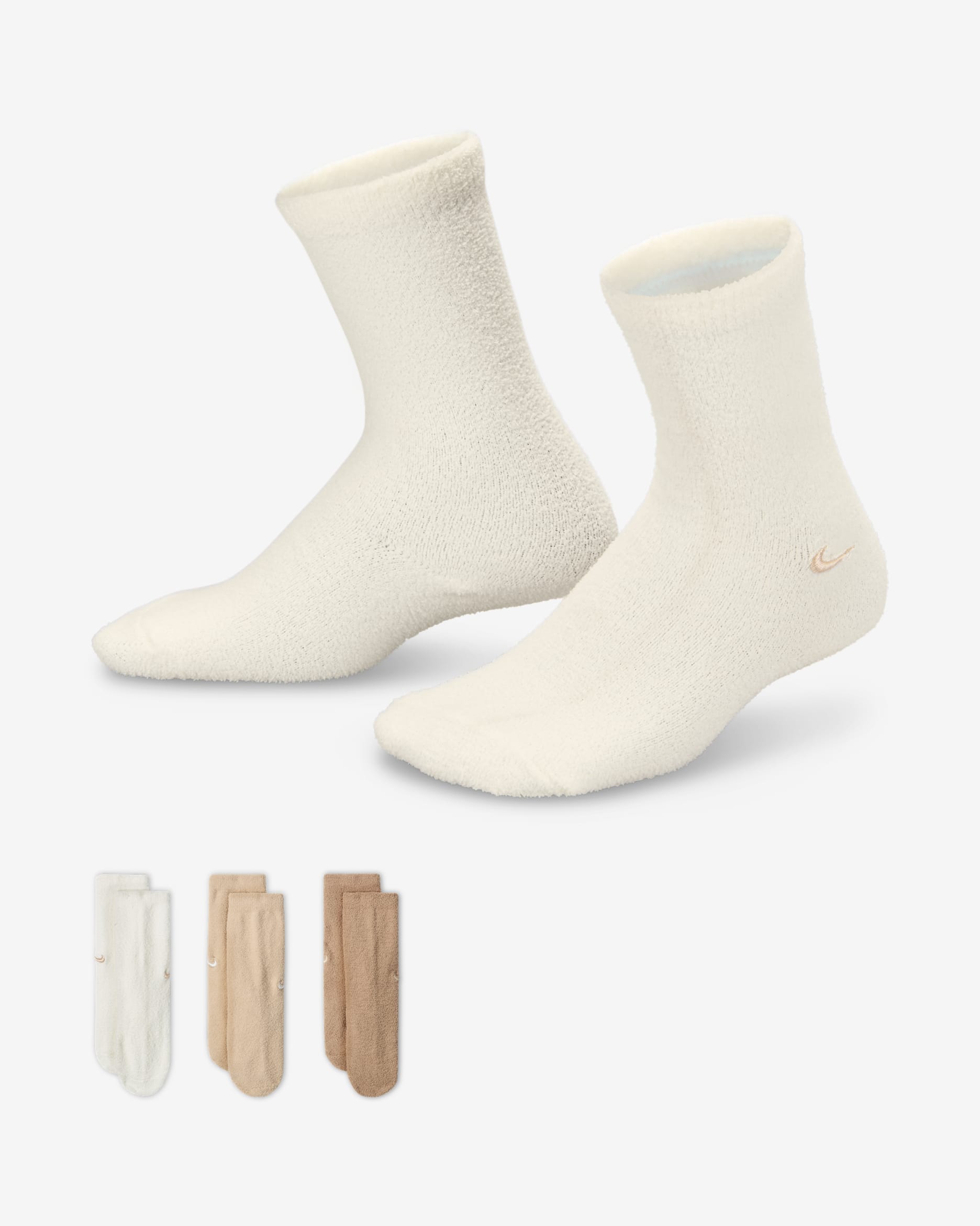 Nike Little Kids' Supersoft Cozy Socks (3 Pairs) - Sail