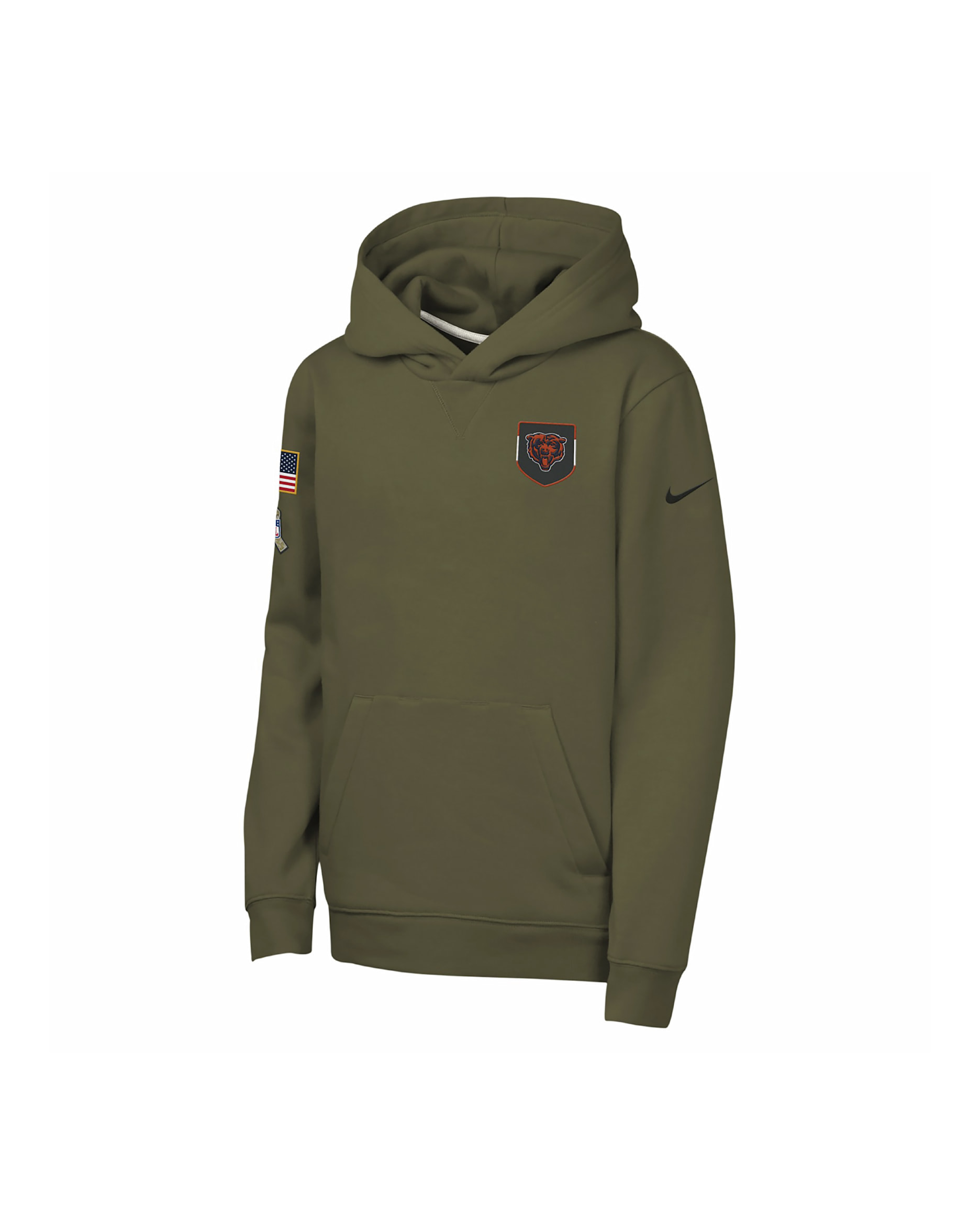 Nike Club Fleece NFL Chicago Bears Big Kids' "Salute to Service" Pullover Hoodie - Olive