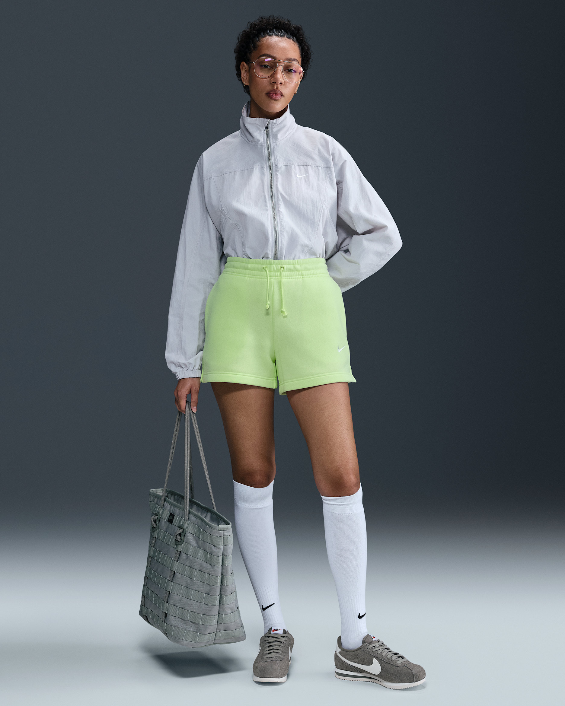 Nike Sportswear Phoenix Fleece Women's Mid-Rise 4" Shorts - Light Liquid Lime/Sail