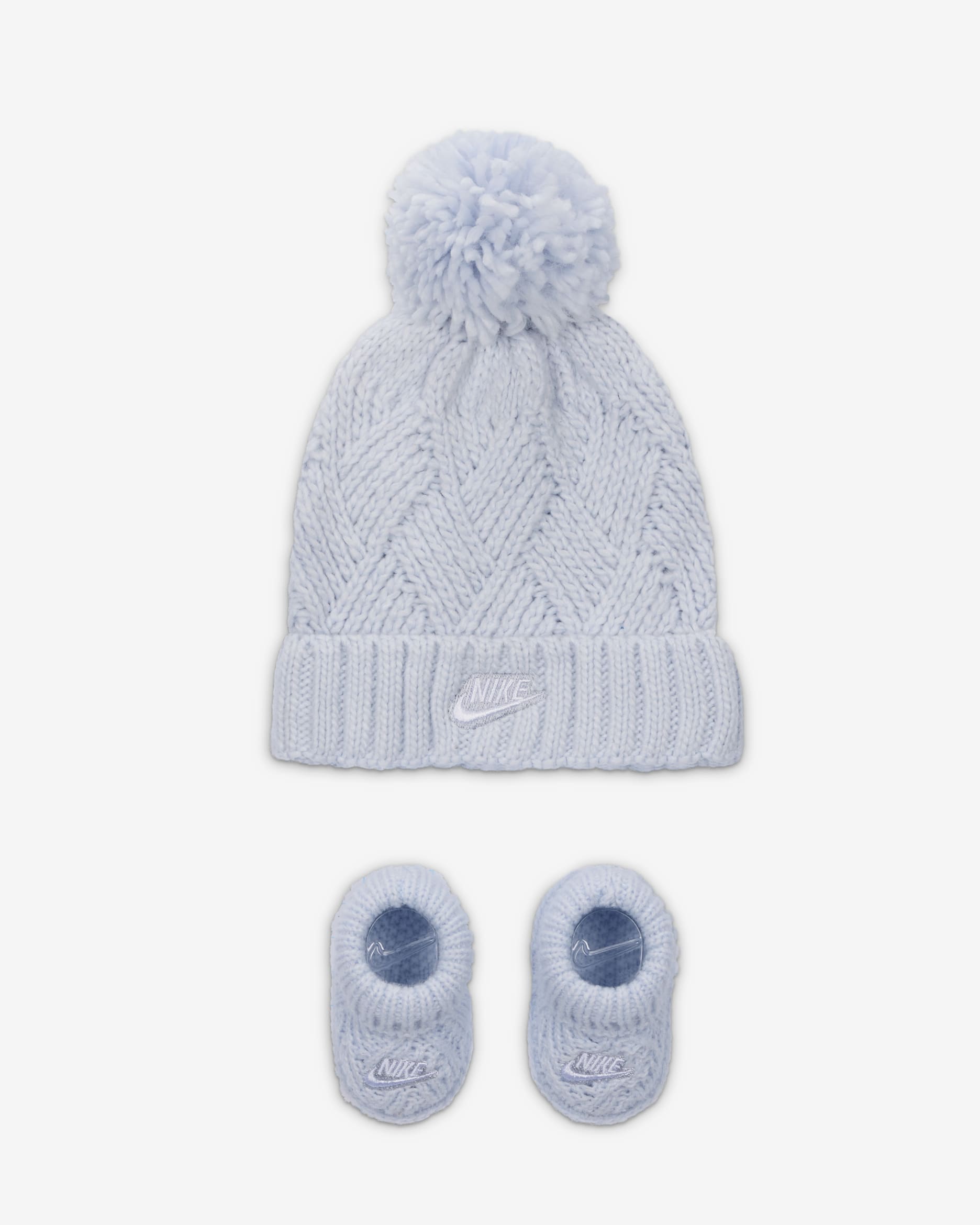 Conjunto de botines y gorro tejidos con cable para bebé Nike (0-9 meses) - Gris fútbol