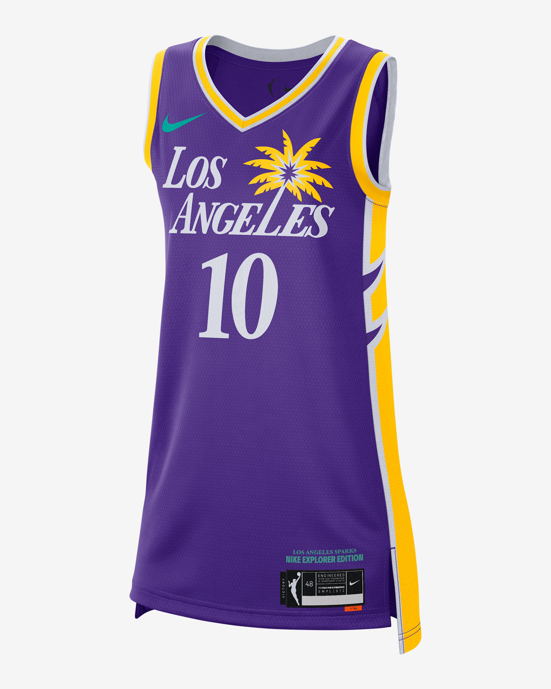 Jersey Nike Dri-FIT de la WNBA Victory Los Angeles Sparks Explorer Edition - Morado campo/Amarillo