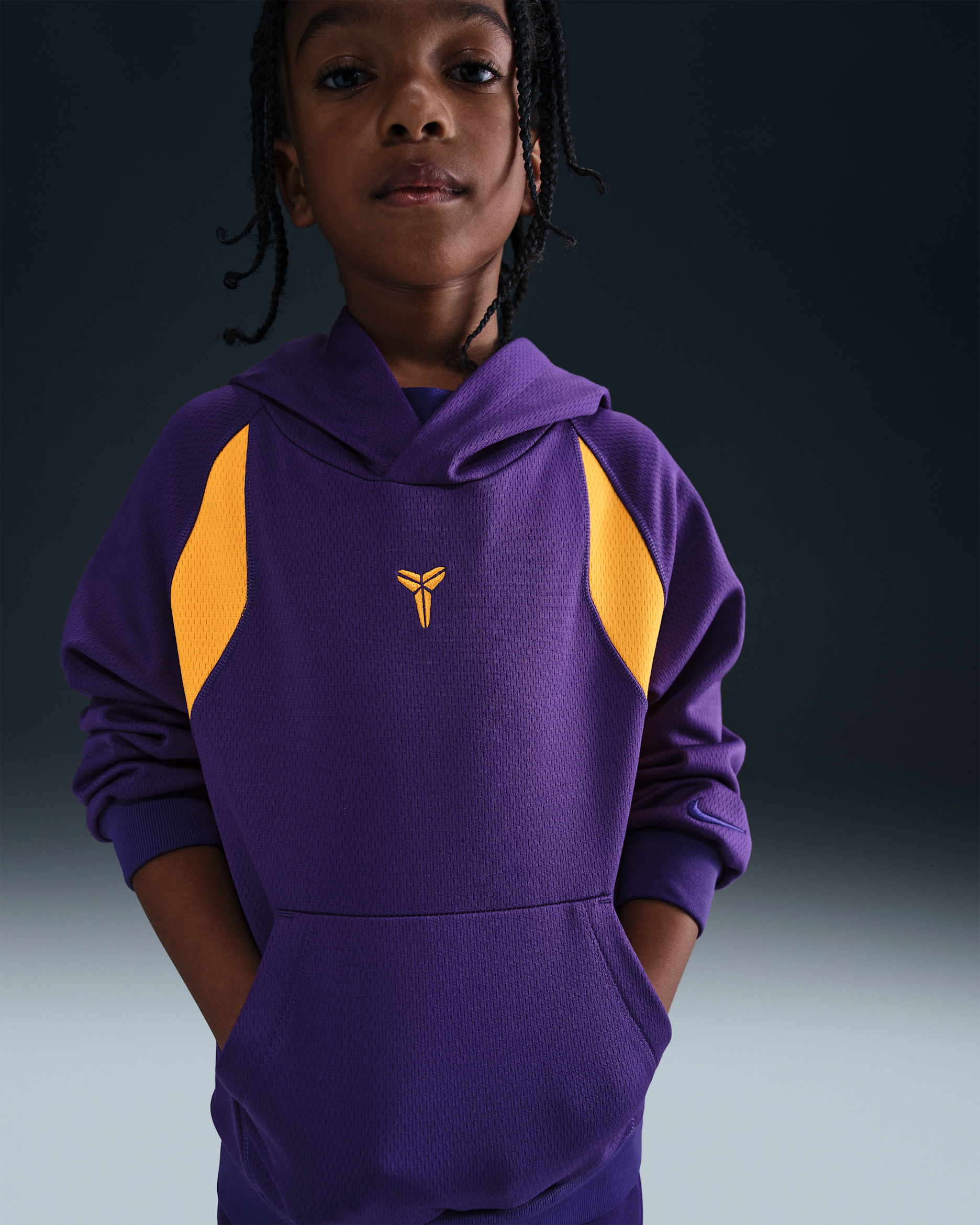 Sudadera con gorro para niños talla pequeña Nike Therma-FIT Kobe Bryant - Morado cancha