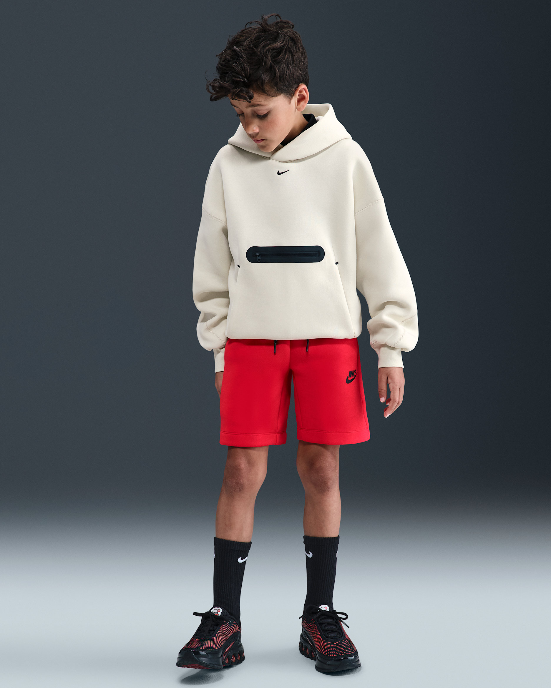 Nike Sportswear Tech Fleece Big Kids' (Boys') Shorts - University Red/Black