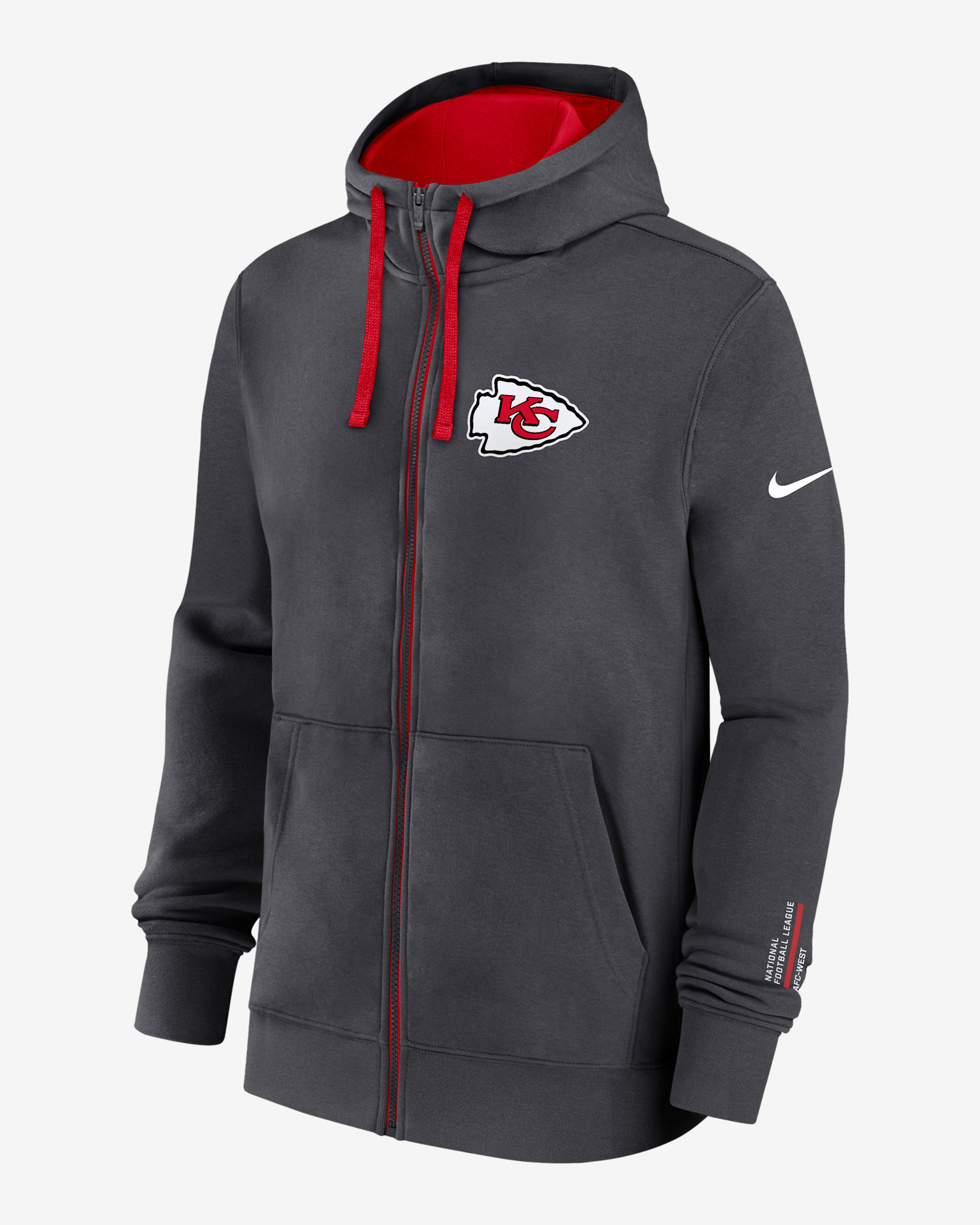 Sudadera con gorro Nike de la NFL de cierre completo para hombre Kansas City Chiefs Playbook Page Club - Antracita