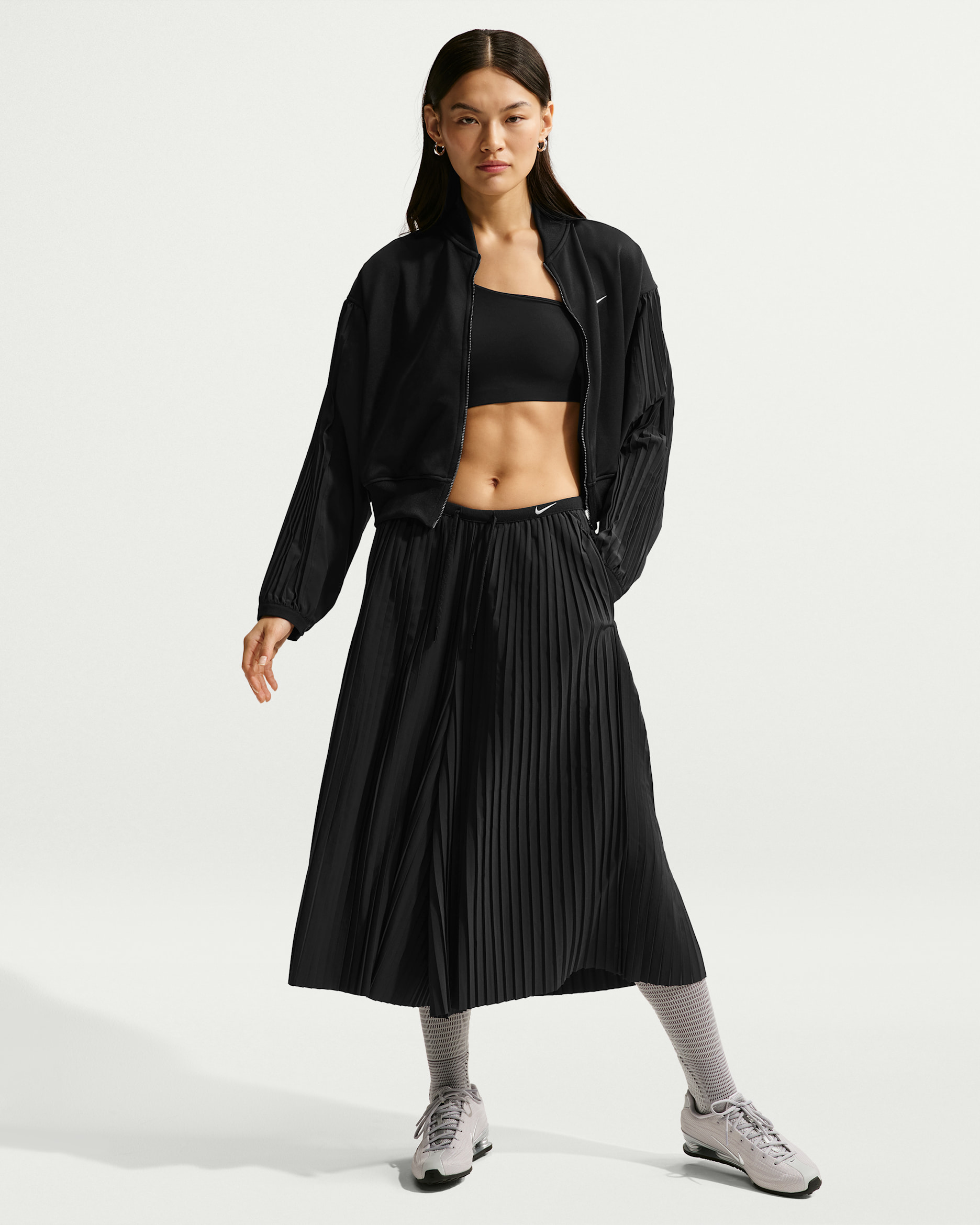 나이키 스포츠웨어 여성 오버사이즈 미드라이즈 퀼로트 팬츠 - 블랙/세일