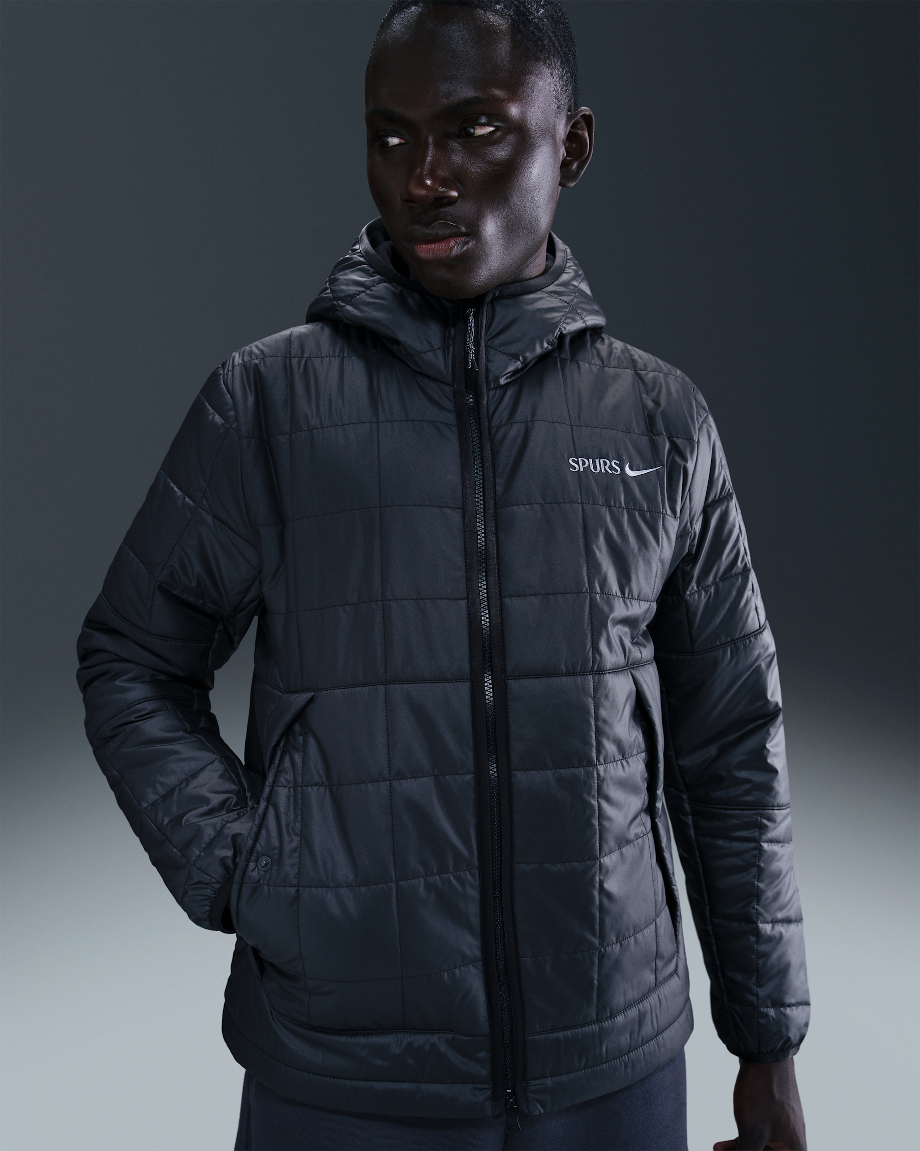 Tottenham Hotspur Jaqueta de futbol amb caputxa i farciment sintètic Nike - Home - Negre/Ashen Slate