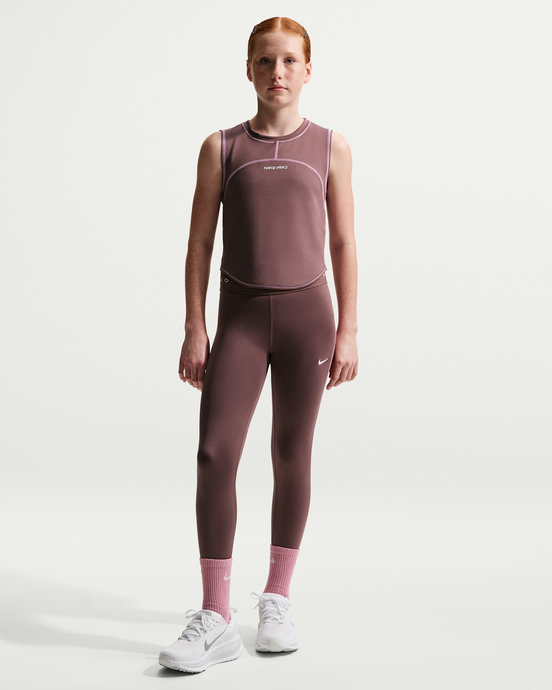 Leggings Nike Pro Dri-FIT – Bambina/Ragazza - Tattoo/Light Magenta/Bianco