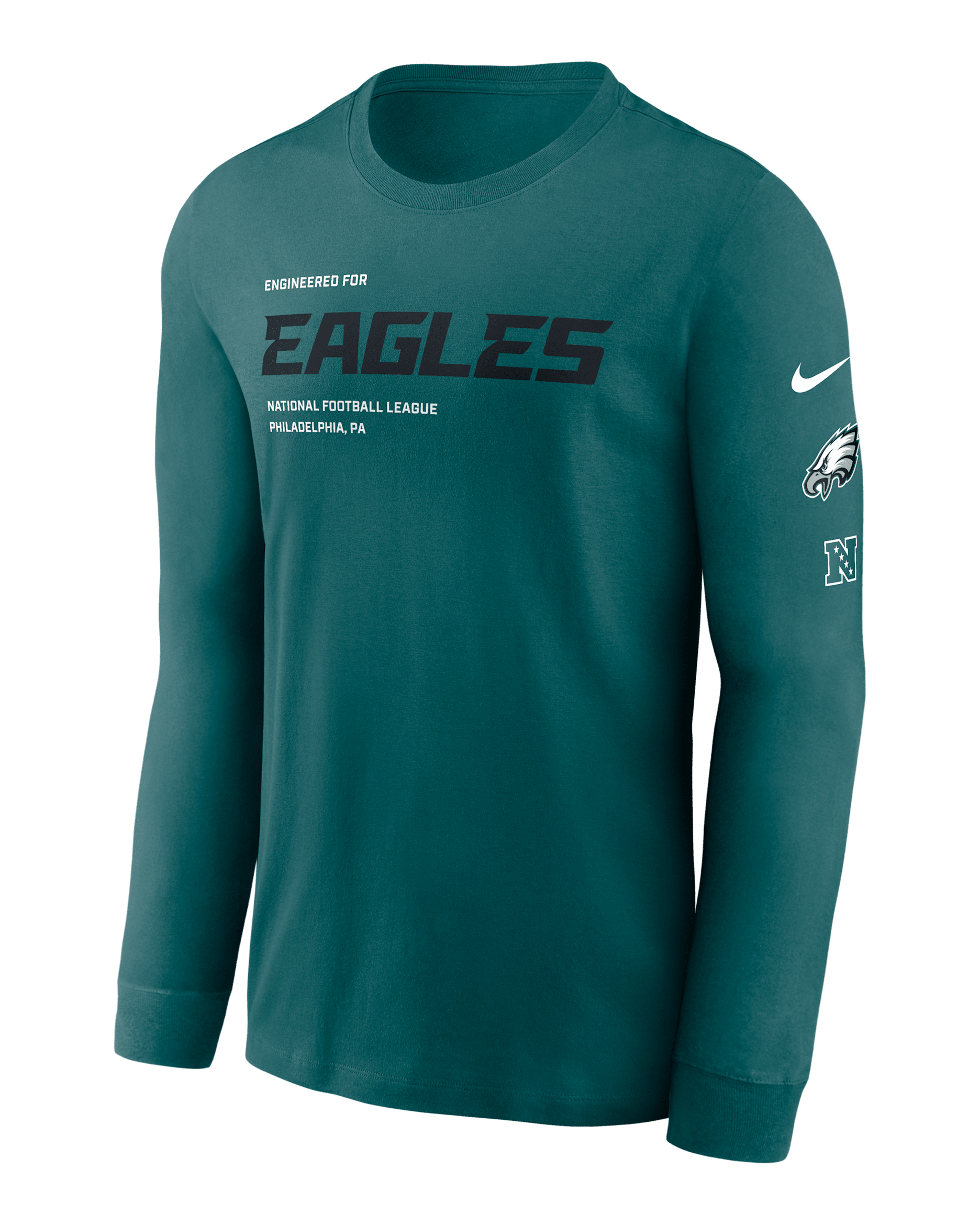 Playera de manga larga Nike de la NFL para hombre Philadelphia Eagles Play To Win Essential - Azul verdoso deportivo