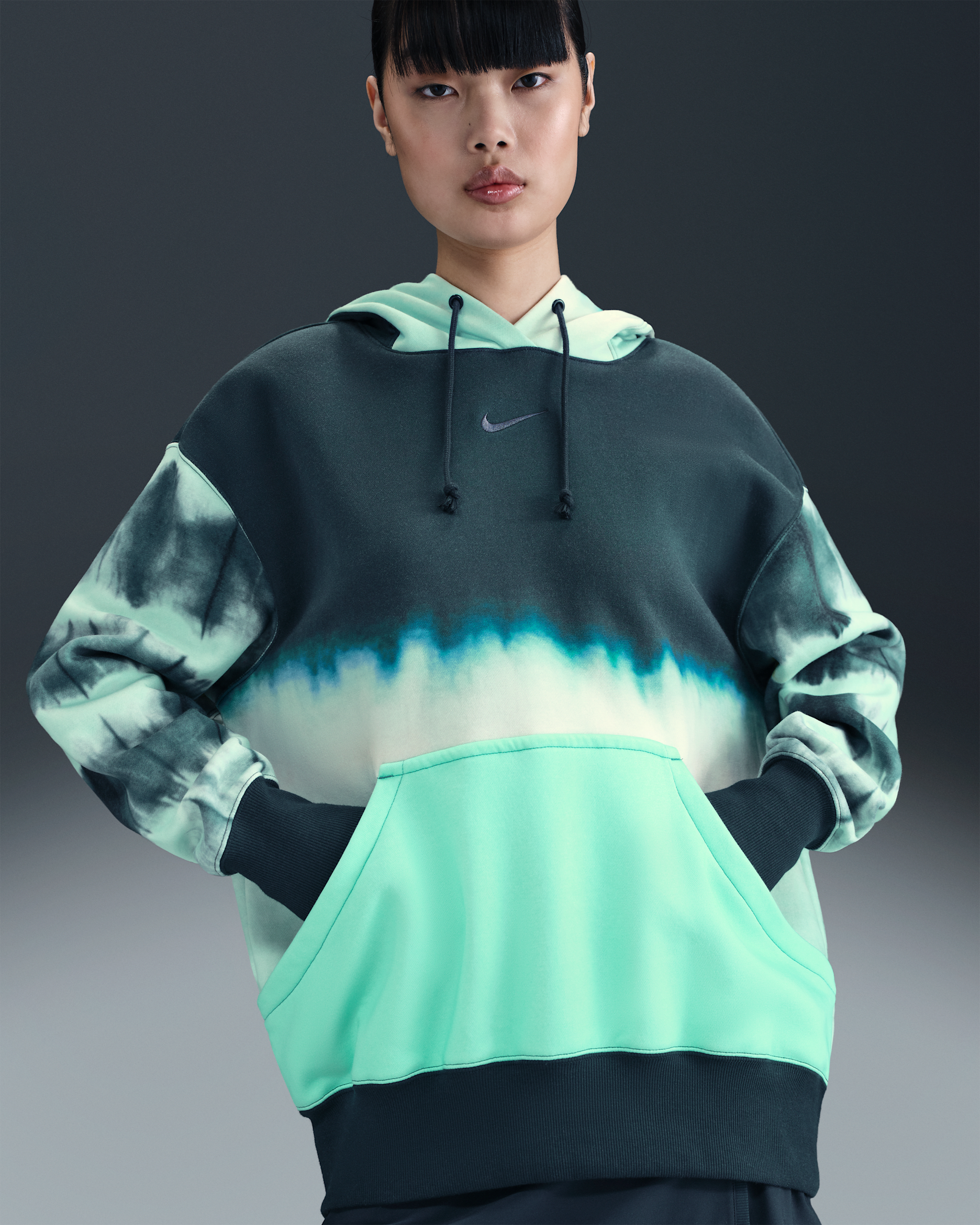 Sudadera con gorro sin cierre oversized estampada para mujer Nike Sportswear Phoenix Fleece x NorBlack NorWhite - Azul marino militar