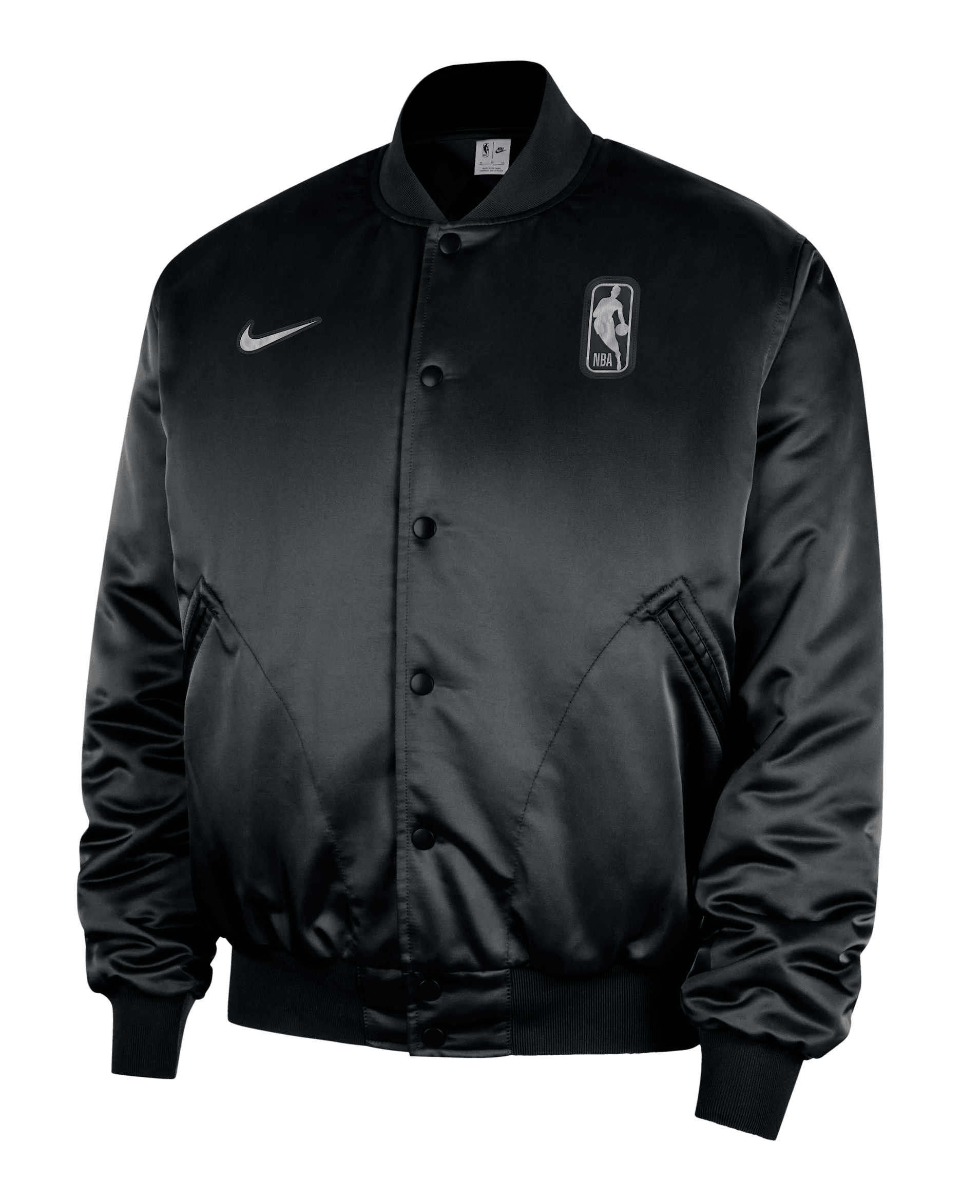 Team 31 Men's Nike NBA Full Press-Stud Bomber Jacket - Black/Black