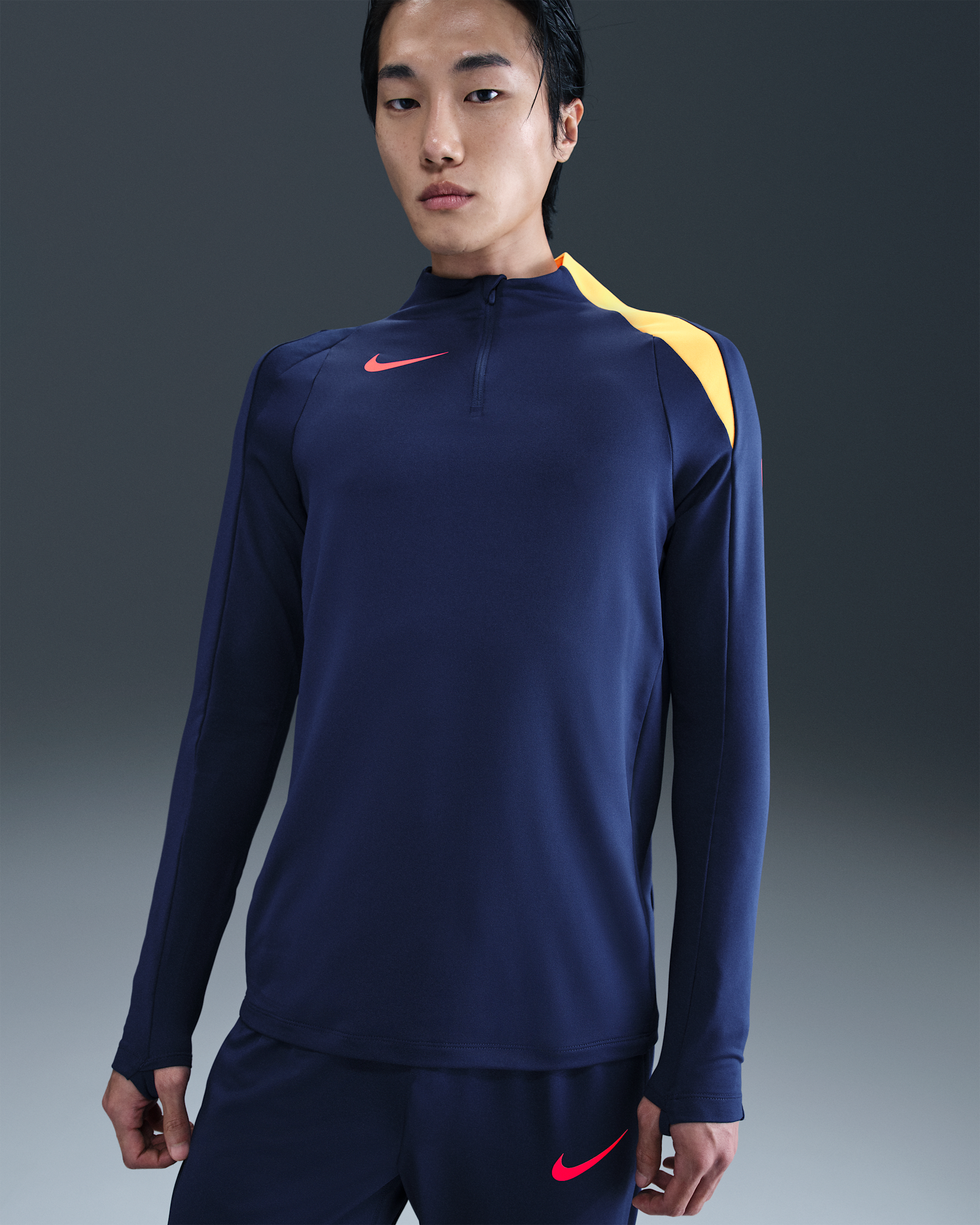 Nike Strike Men's Dri-FIT Football Drill Top - Blue Void/Blue Void/Laser Orange/Bright Crimson