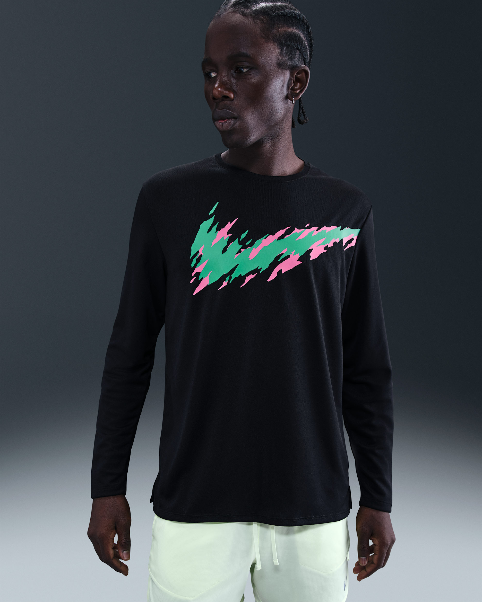 Nike Miler Men's Dri-FIT UV Long-Sleeve Running Top - Black