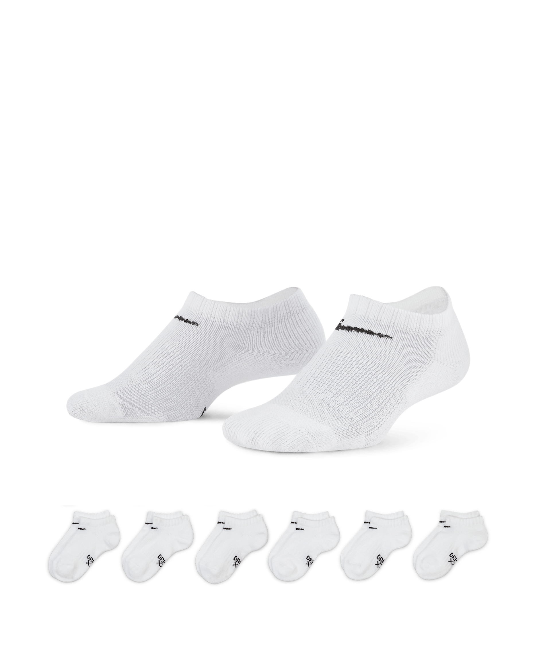 Nike Dri-FIT Performance Basics Big Kids' No-Show Socks (6 Pairs) - White