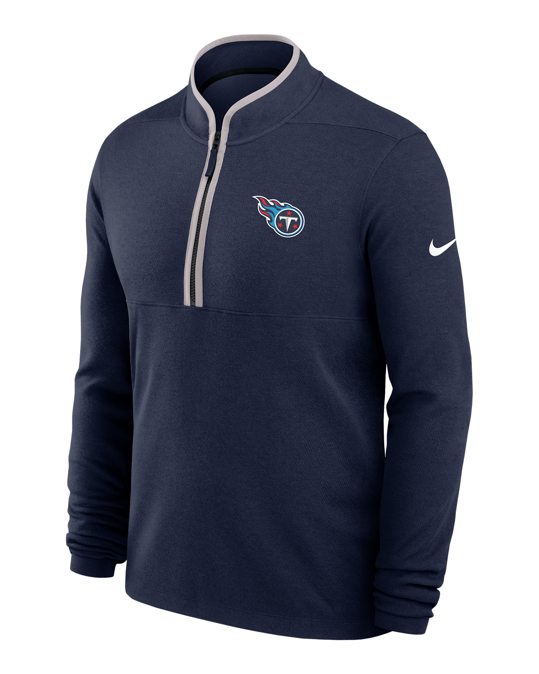 Playera de manga larga Nike Dri-FIT de la NFL de medio cierre para hombre Tennessee Titans Logo Victory - Azul marino