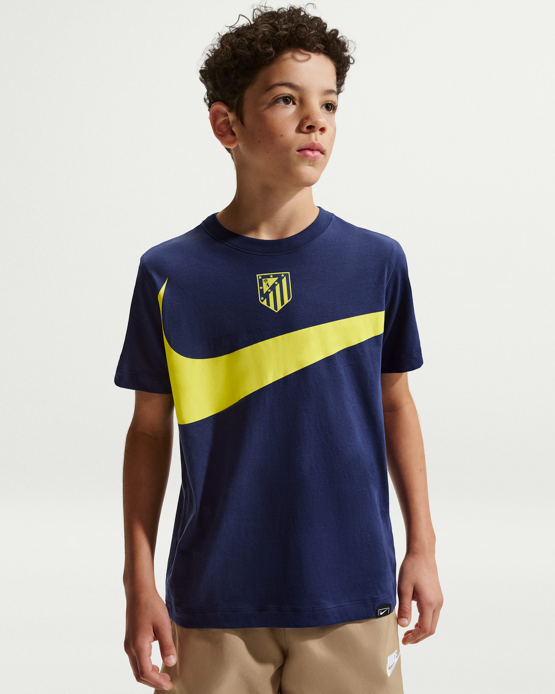 T-shirt de futebol Nike Swoosh Atlético de Madrid para homem - Azul Binary/Amarelo Electric