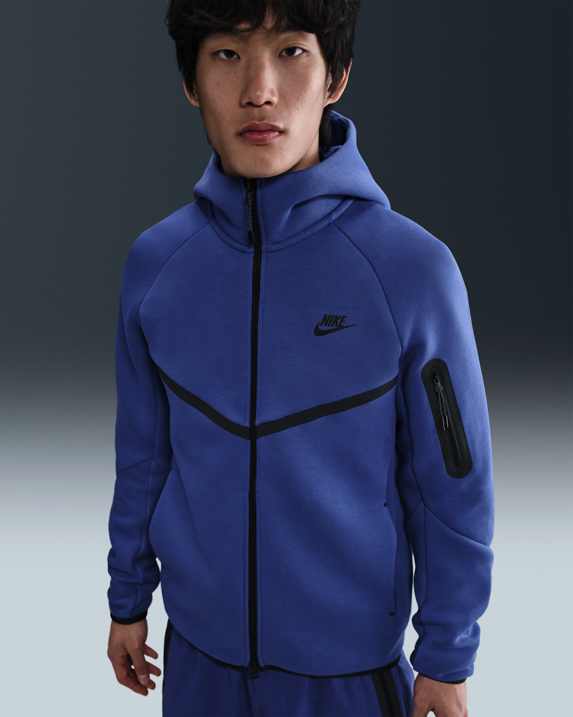 Nike Tech Men's Full-Zip Windrunner Hoodie - Deep Night/Black