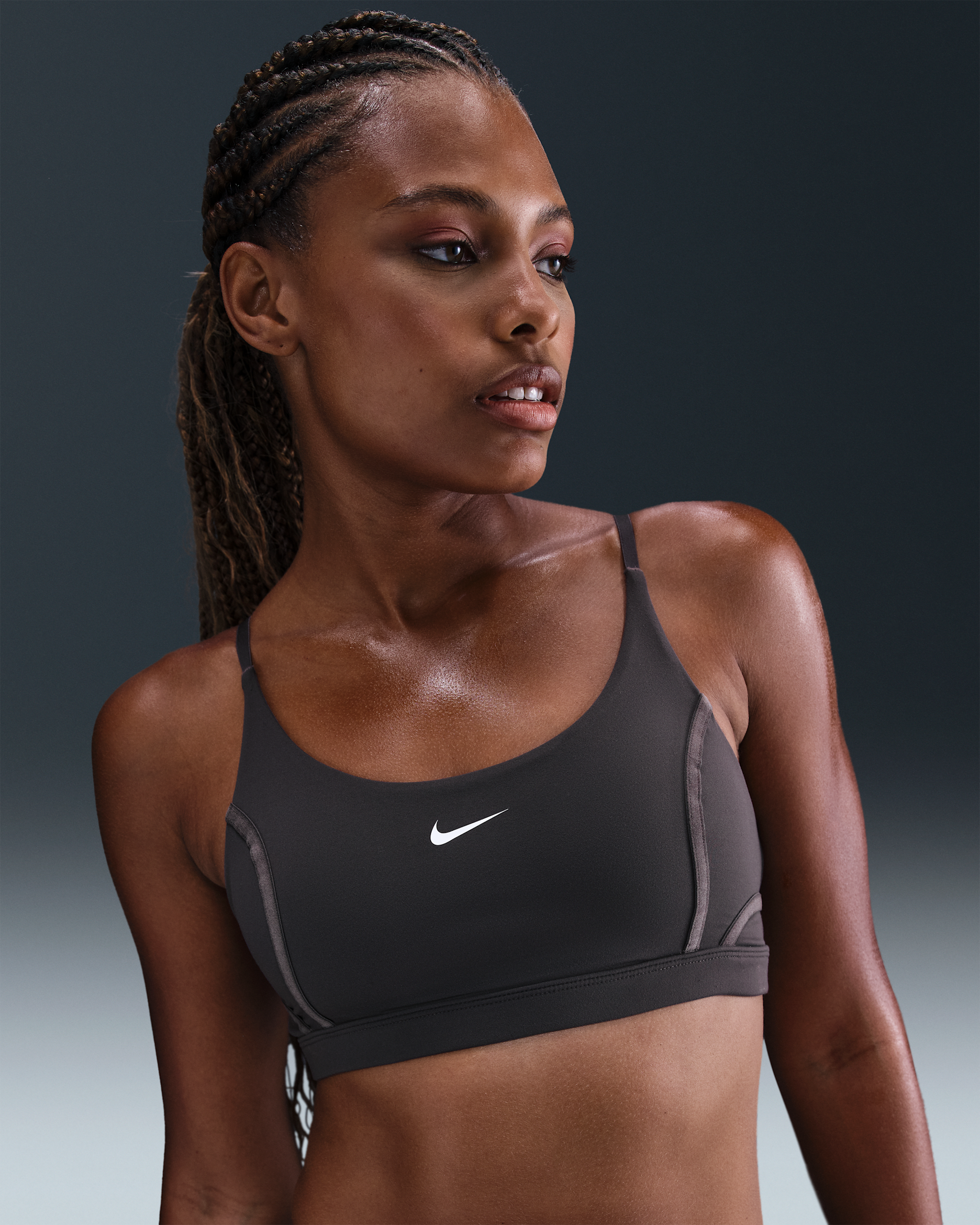 Nike One Women's Light-Support Padded Sports Bra - Thunder Grey/White