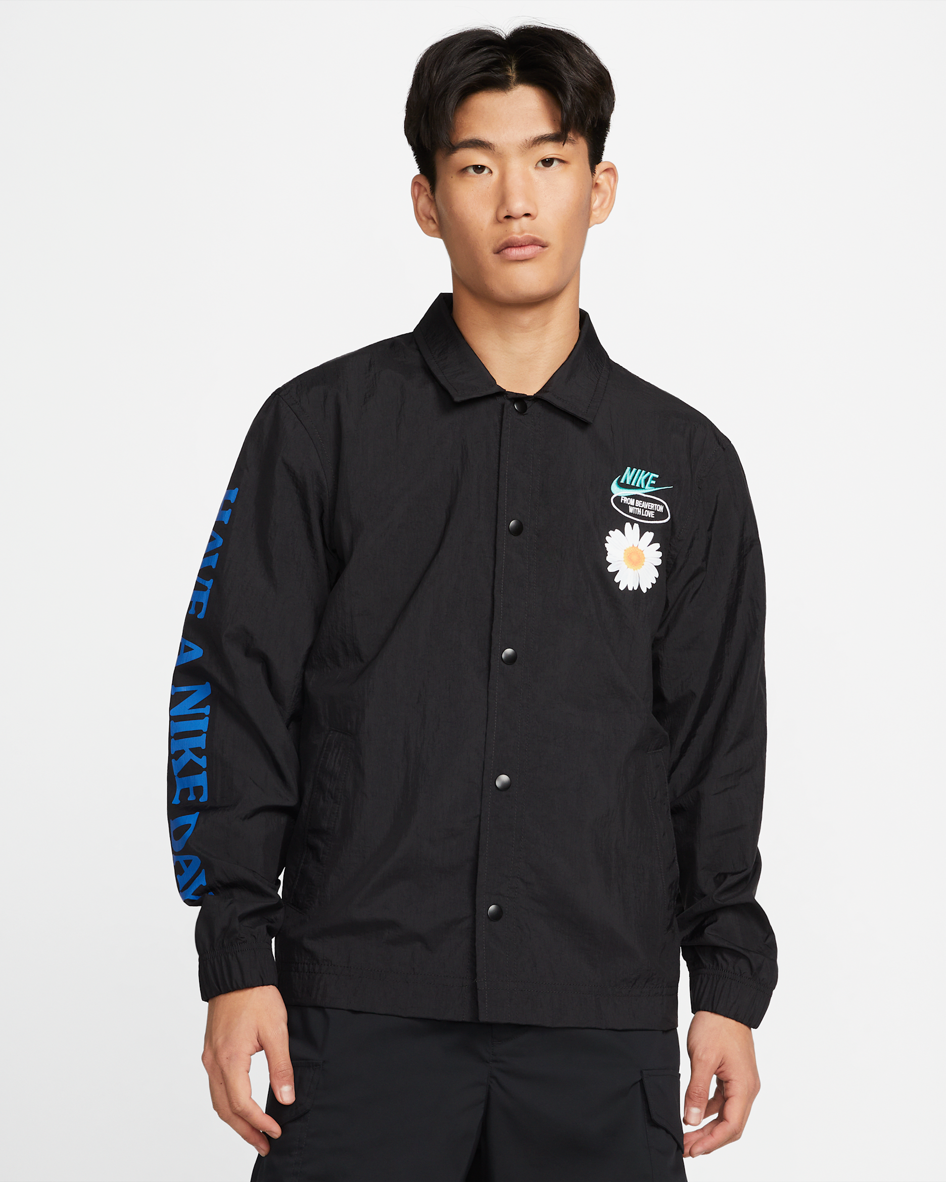 Nike Sportswear Men's Unlined Coaches Jacket - Black/Washed Teal