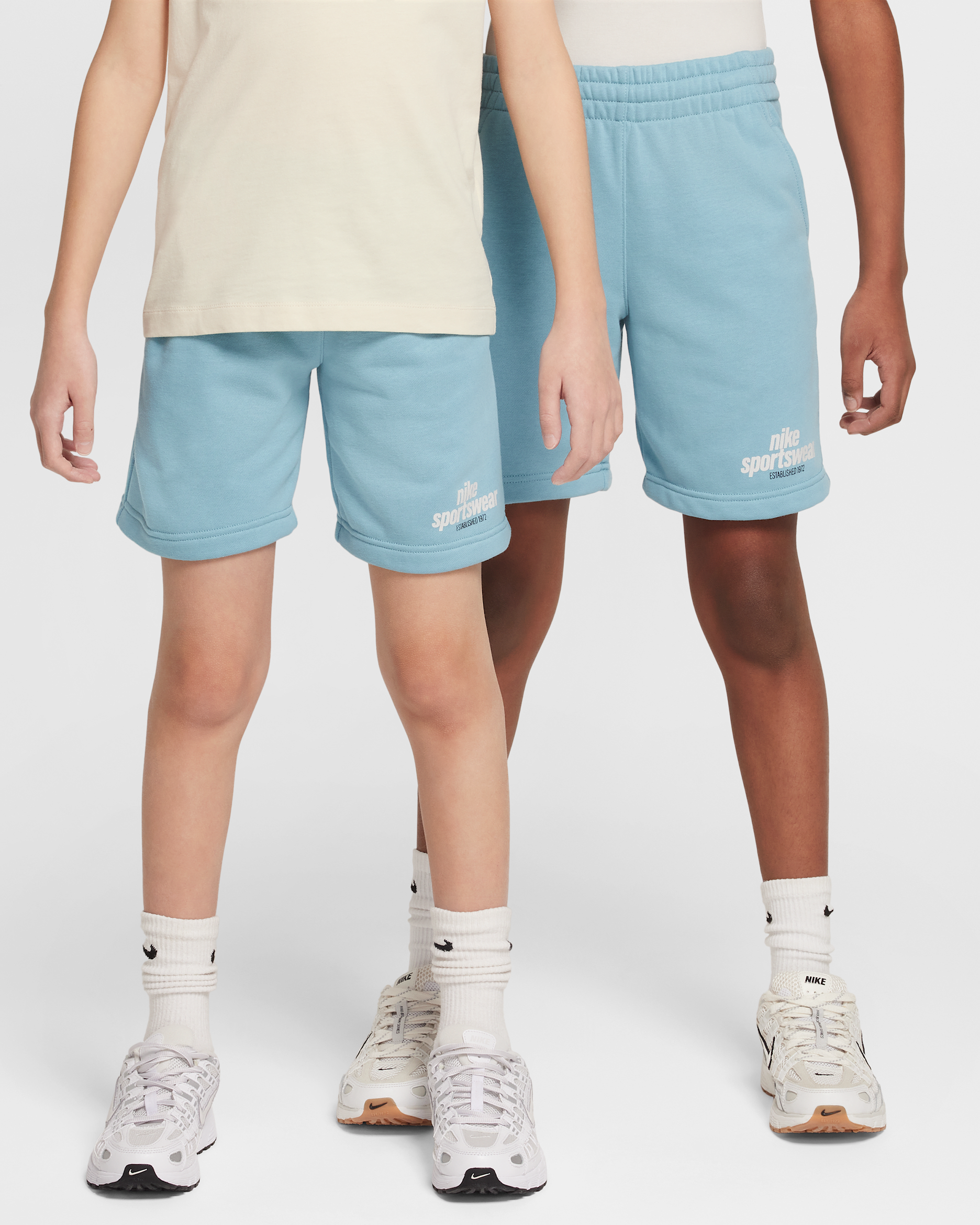 Nike Sportswear Club Big Kids' French Terry Shorts - Denim Turquoise/Denim Turquoise/Obsidian/Photon Dust