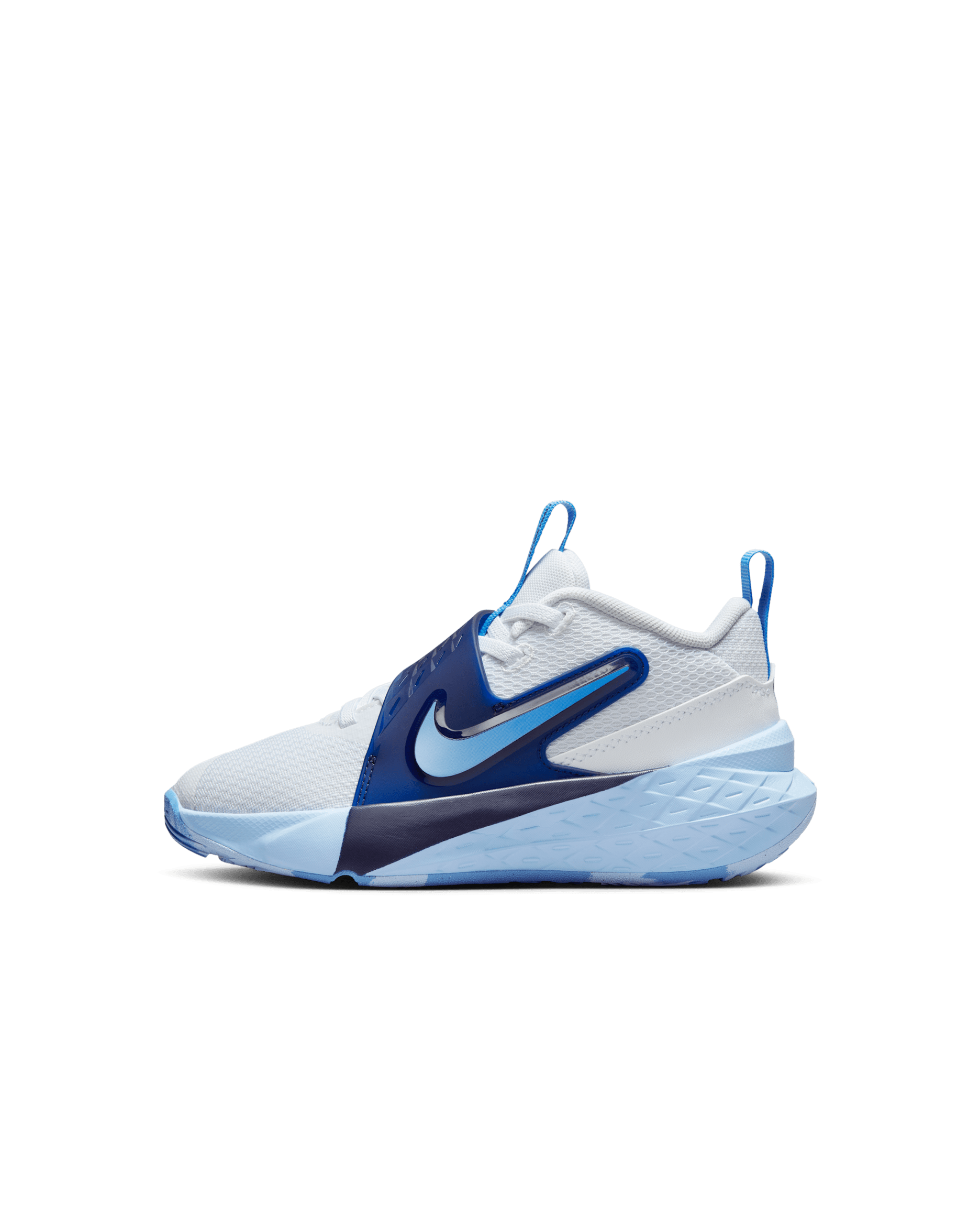 Nike Team Hustle D 12 Younger Kids' Shoes - White/Psychic Blue/Midnight Navy/University Blue
