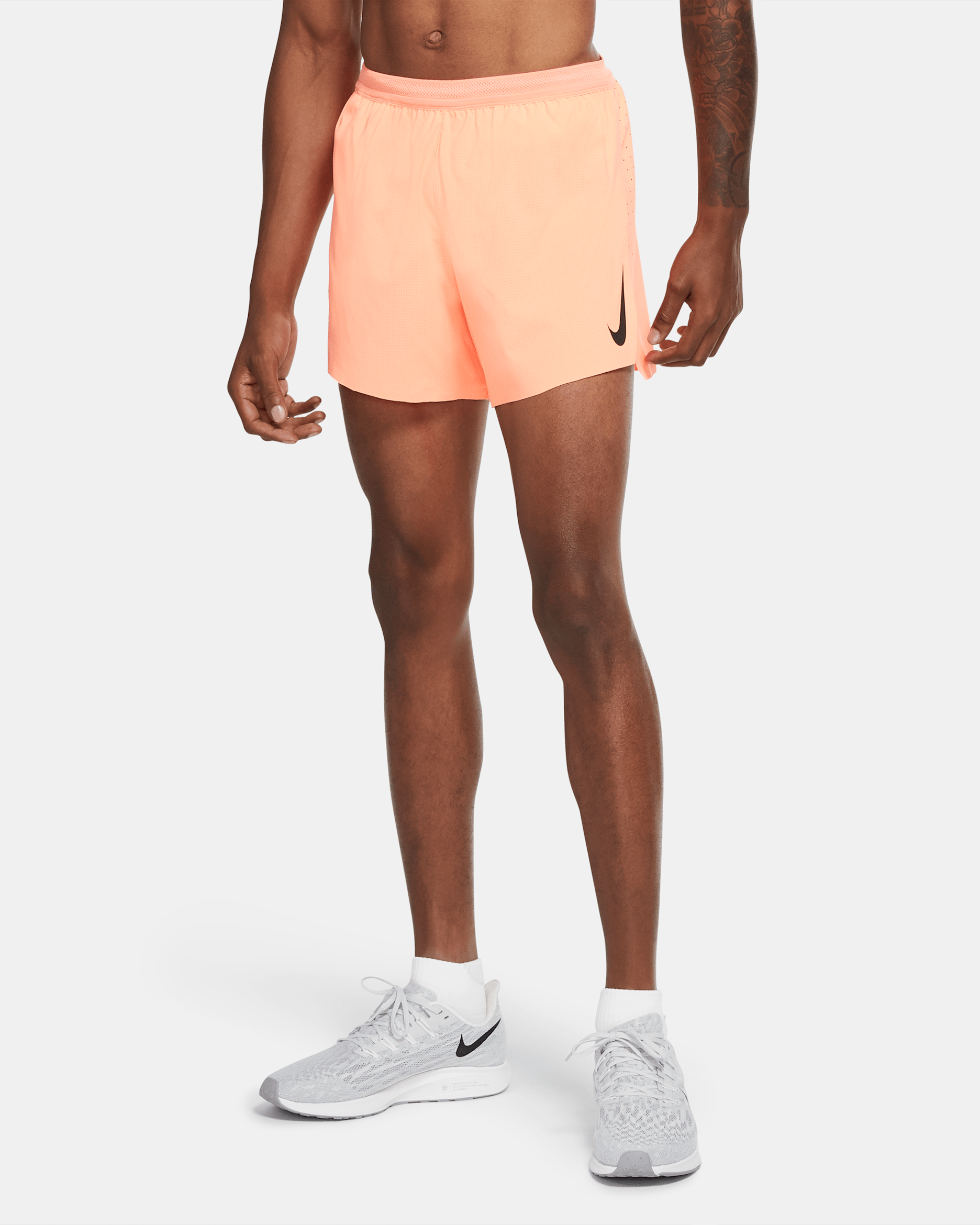 Nike Dri-FIT ADV AeroSwift Men's 10cm (approx.) Brief-Lined Racing Shorts - Bright Mango/Black