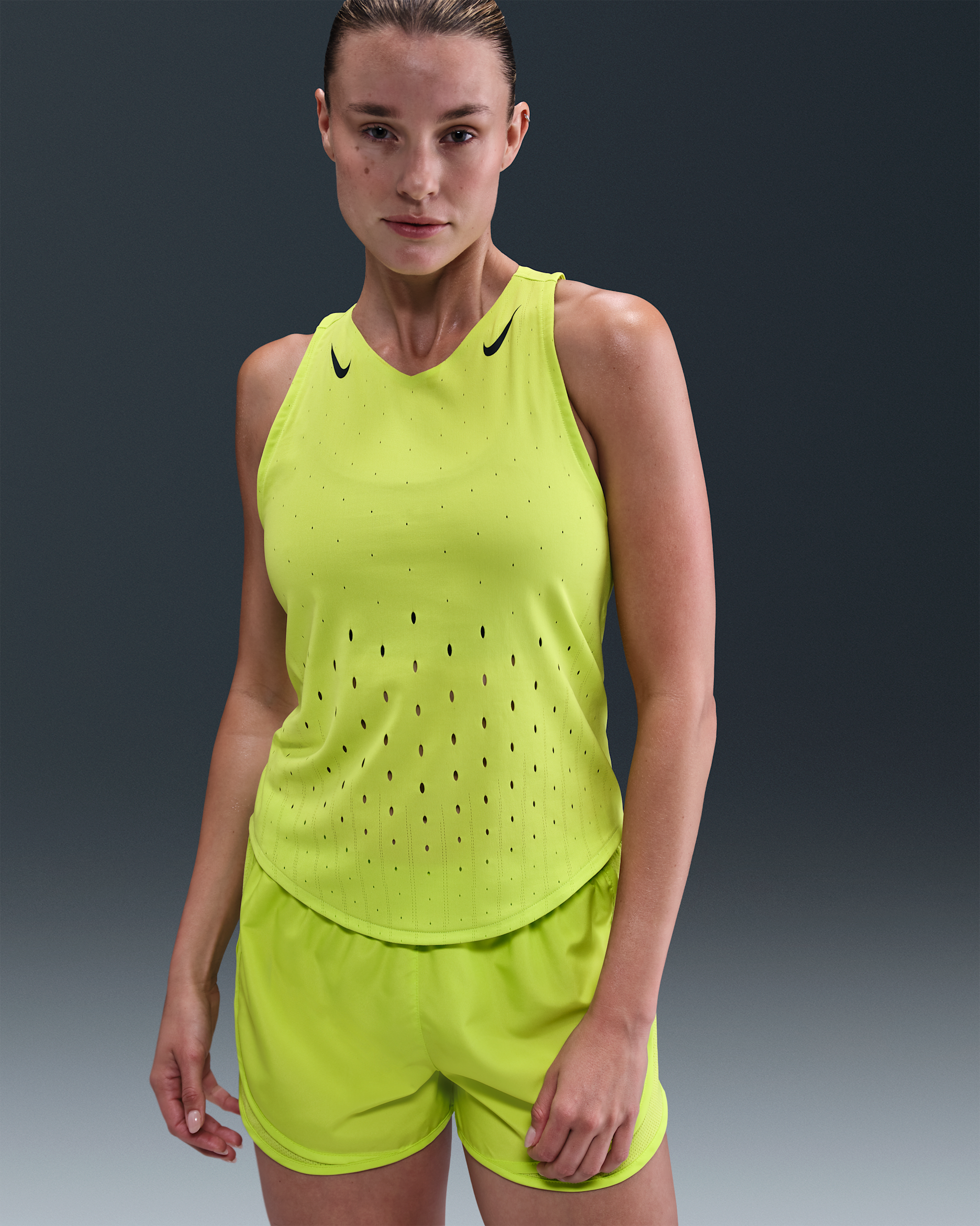 Maillot de running Dri-FIT ADV Nike AeroSwift pour femme - Cyber/Noir