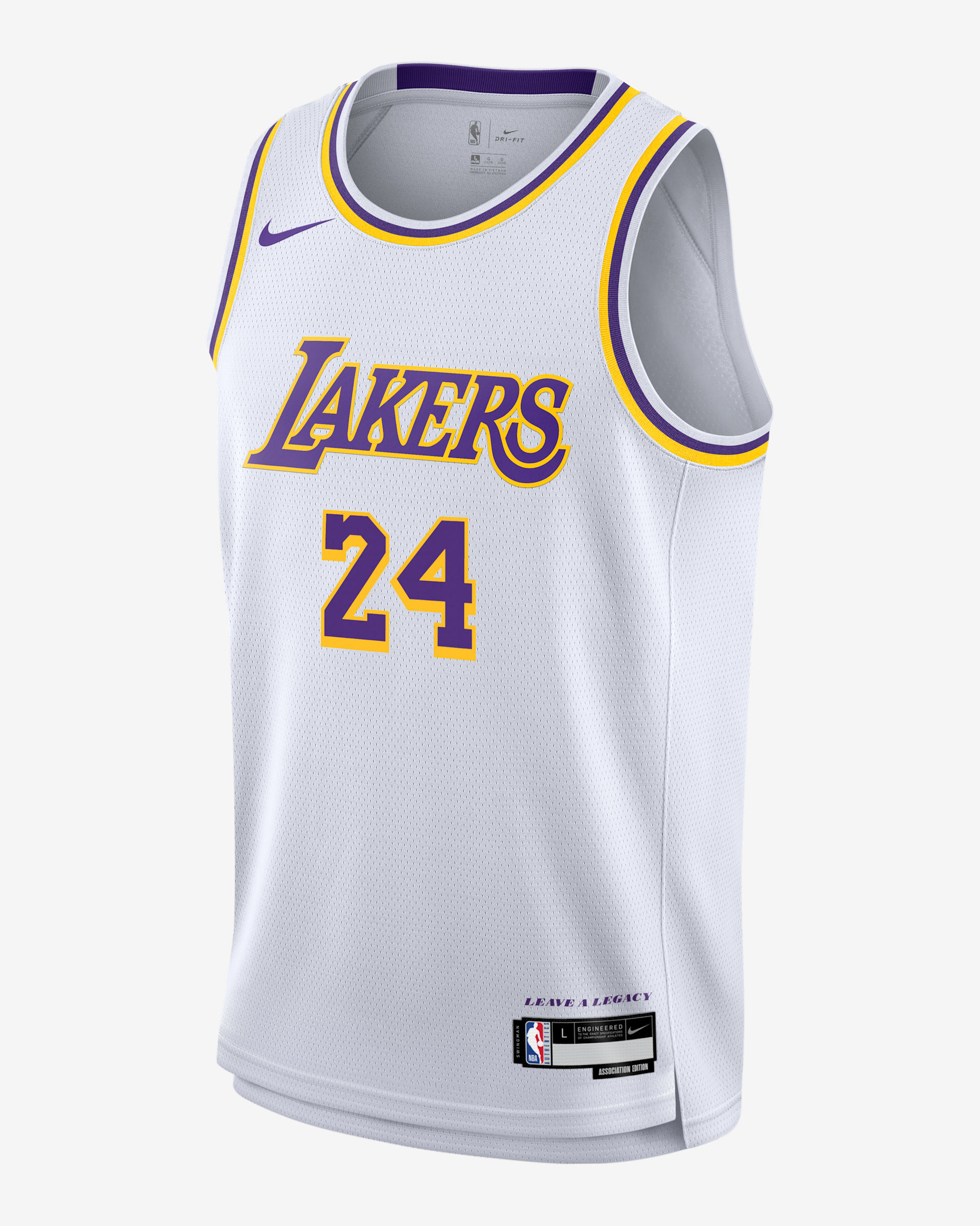 Los Angeles Lakers Kobe Bryant Association Edition Big Kids' Nike NBA Swingman Jersey - White
