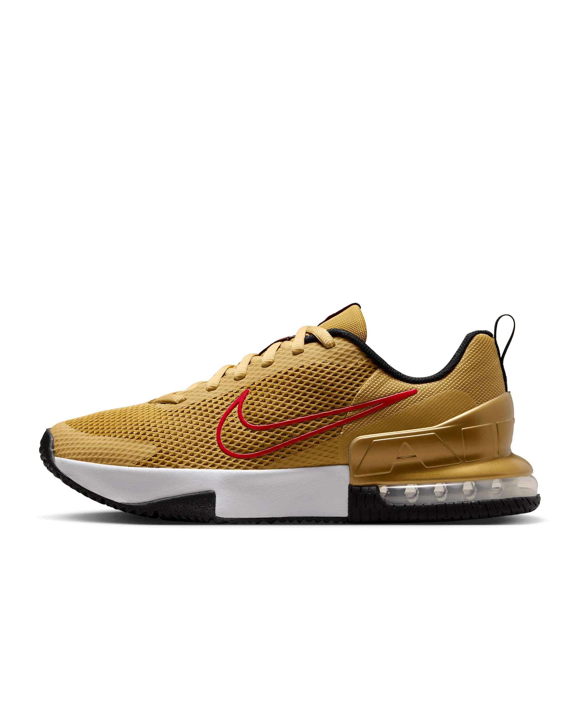 Tenis de entrenamiento para hombre Nike Air Max Alpha Trainer 6 - Oro liso/Oro metalizado/Negro/Rojo universitario