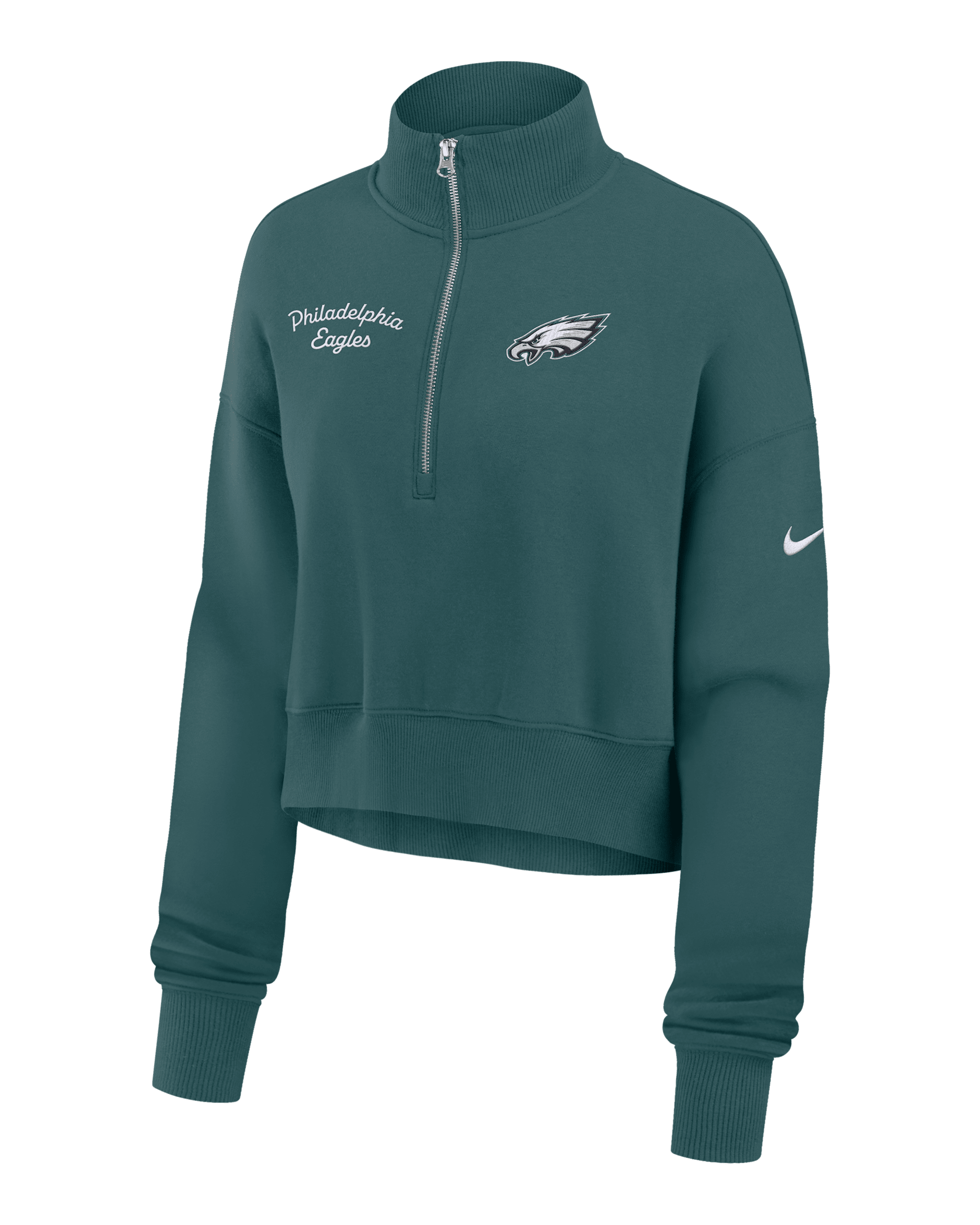 Philadelphia Eagles Phoenix Women's Nike NFL Cropped 1/4-Zip Crew - Green
