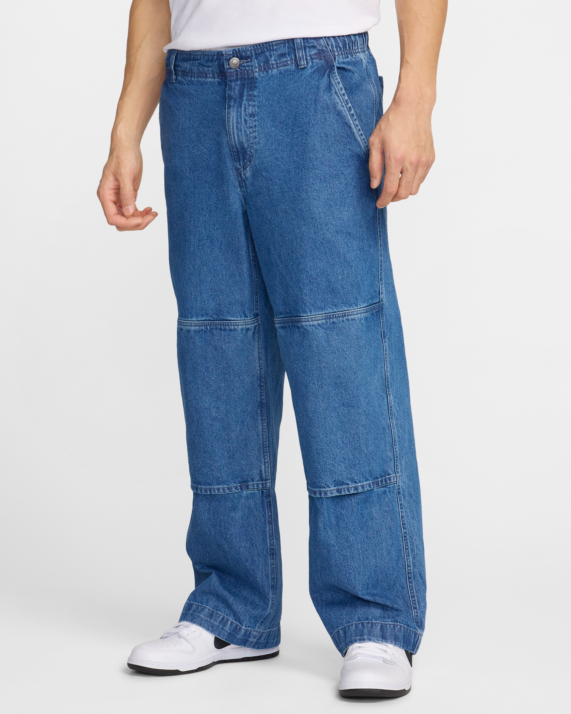 Pants de skateboarding de denim holgados de doble rodilla para hombre Nike SB - Azul difuso/Blanco