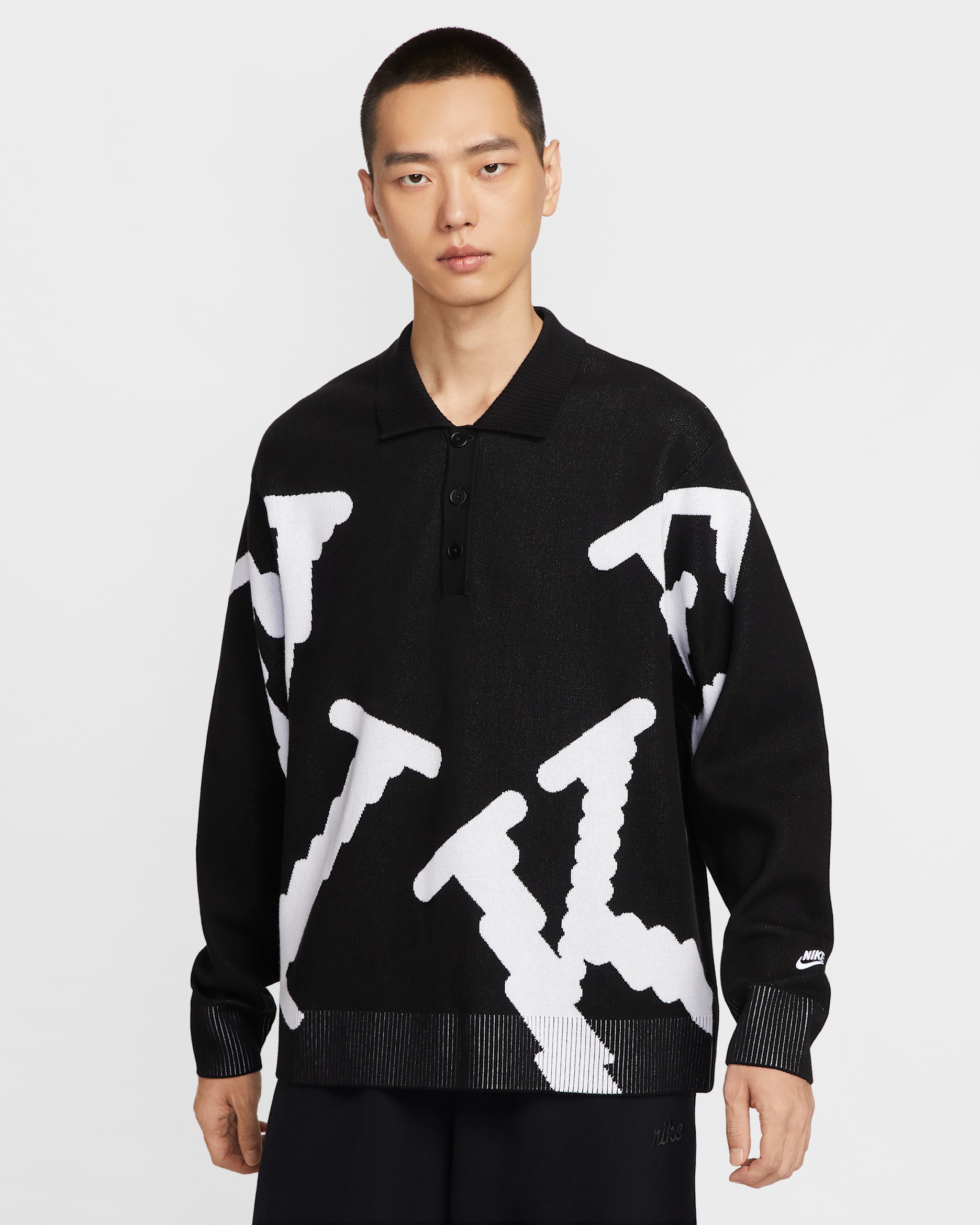 เสื้อรักบี้ผู้ชาย Nike Sportswear Club - ดำ/ขาว/ขาว