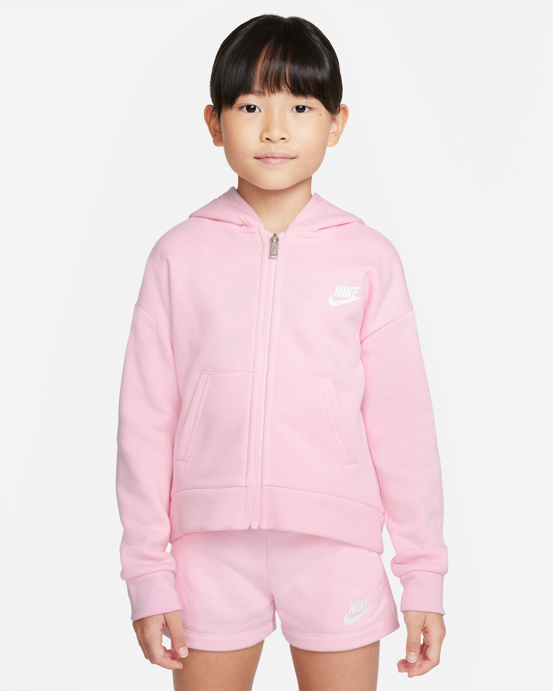 Bluza z kapturem i zamkiem na całej długości dla małych dzieci Nike Sportswear Club Fleece - Pink Foam