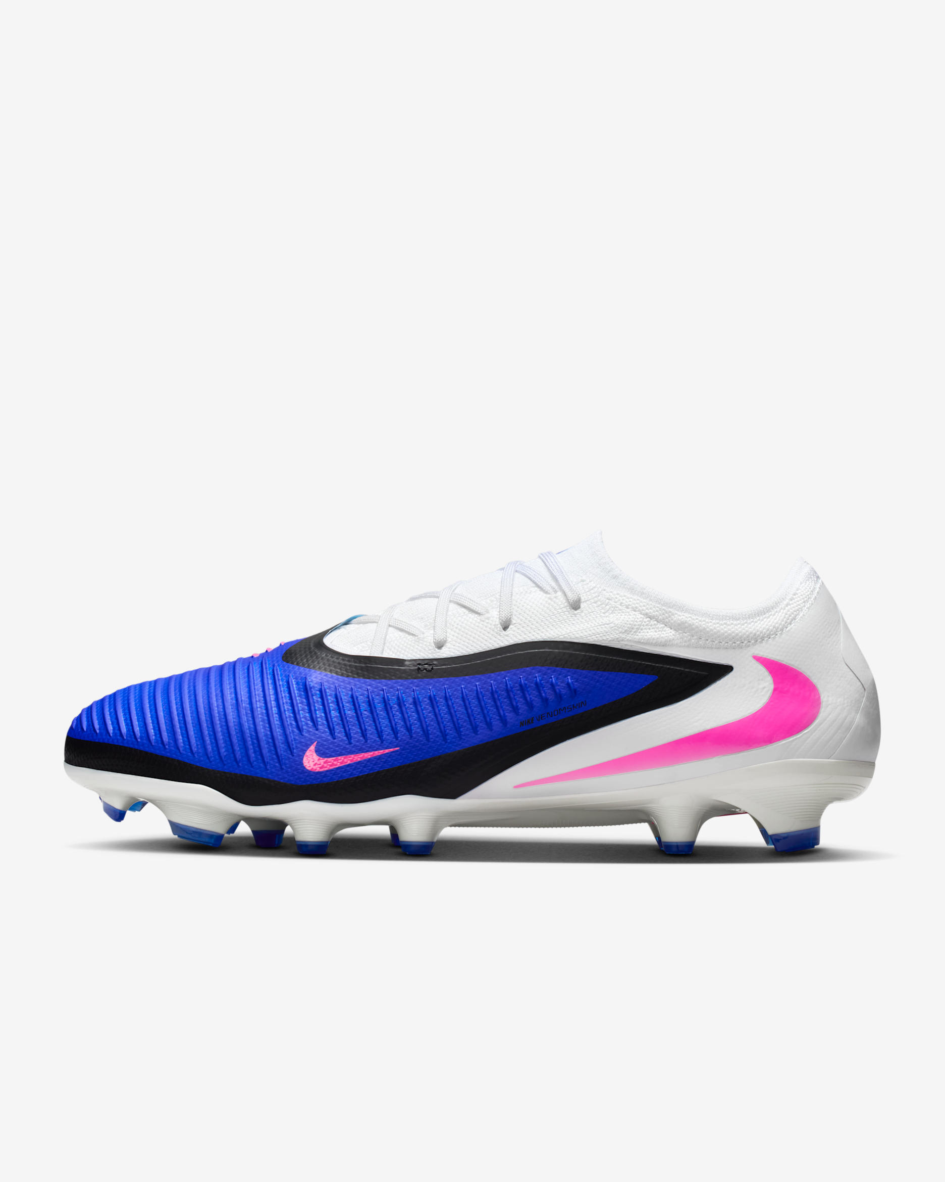 Tacos de fútbol para terreno firme Nike Phantom 6 Low Pro - Azul carrera/Blanco/Avalancha rosa