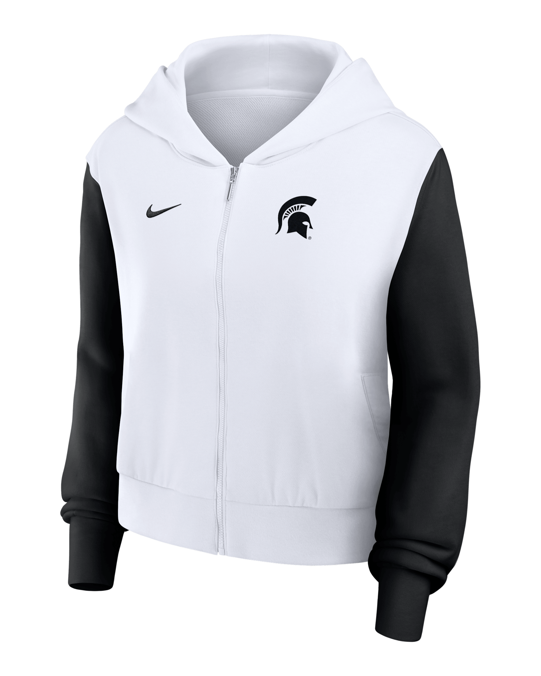 Michigan State Athletic Prep Colorblocked Script Women’s Nike College Full-Zip Hoodie - White